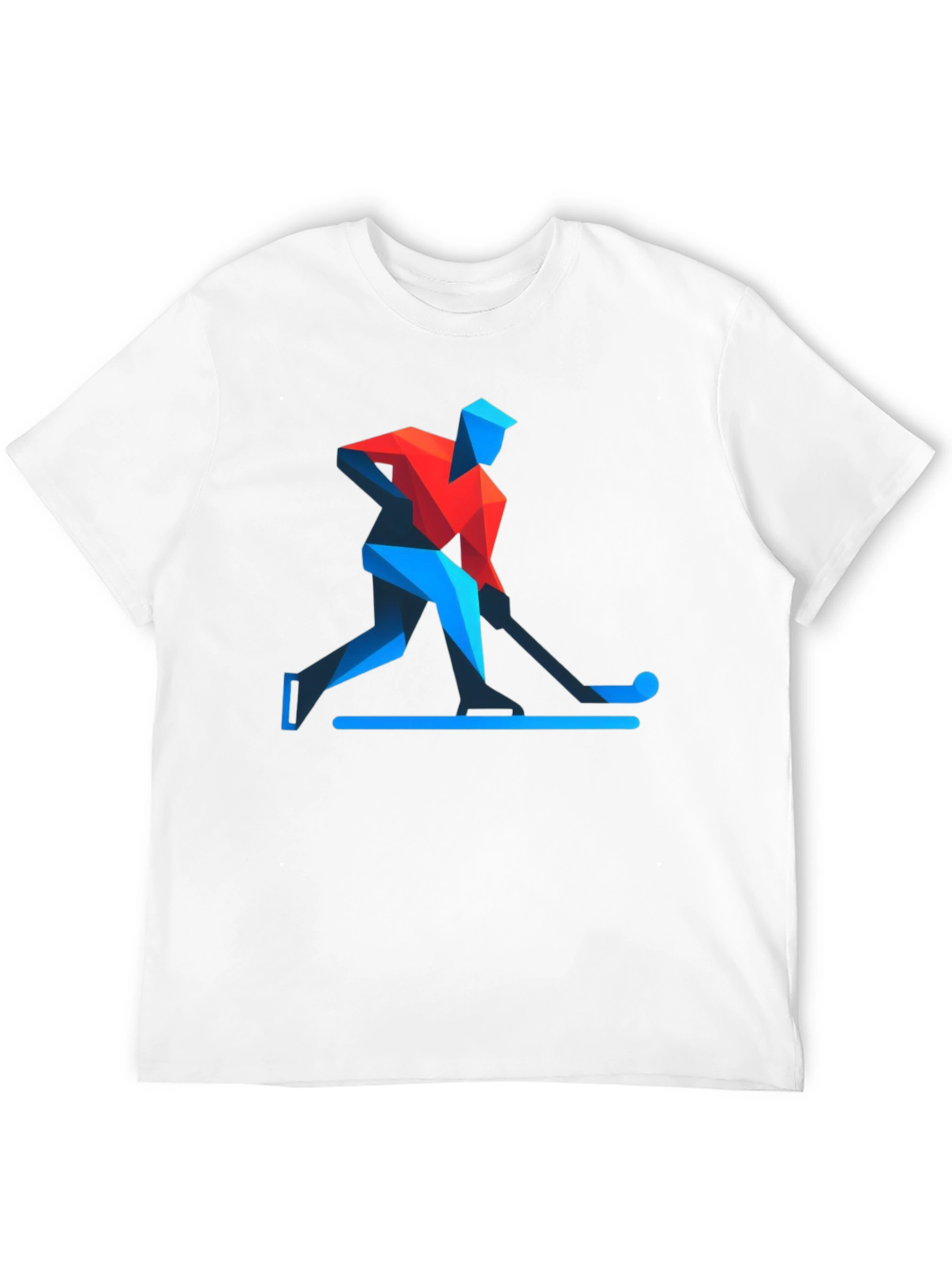 Geometric Hockey Player Black T-Shirt