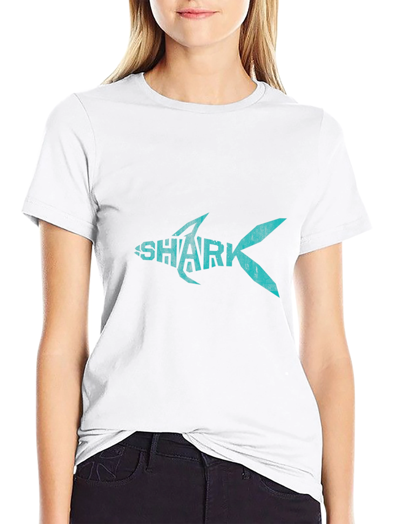 Shark Graphic Print Crew Neck T-Shirt
