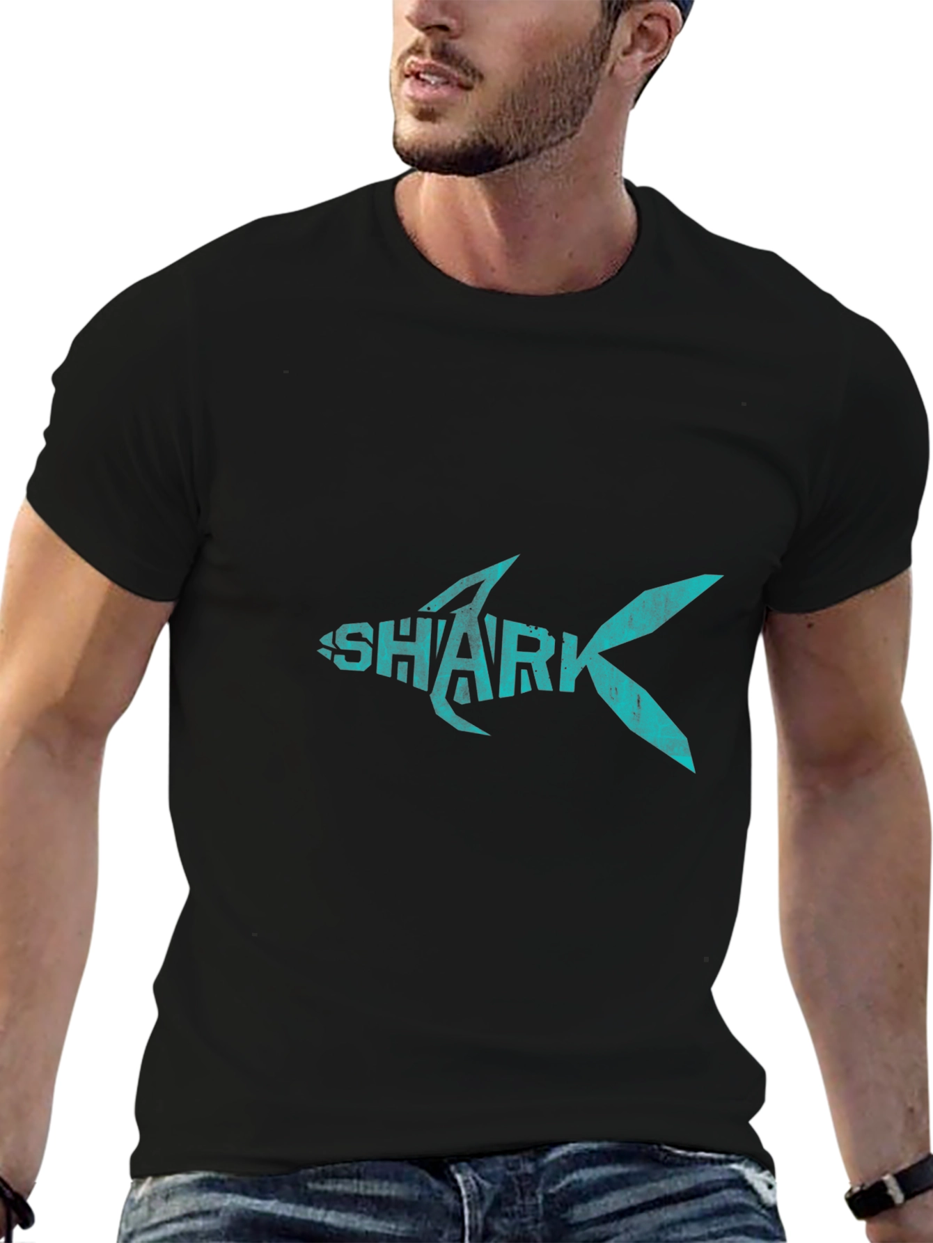 Shark Graphic Print Crew Neck T-Shirt