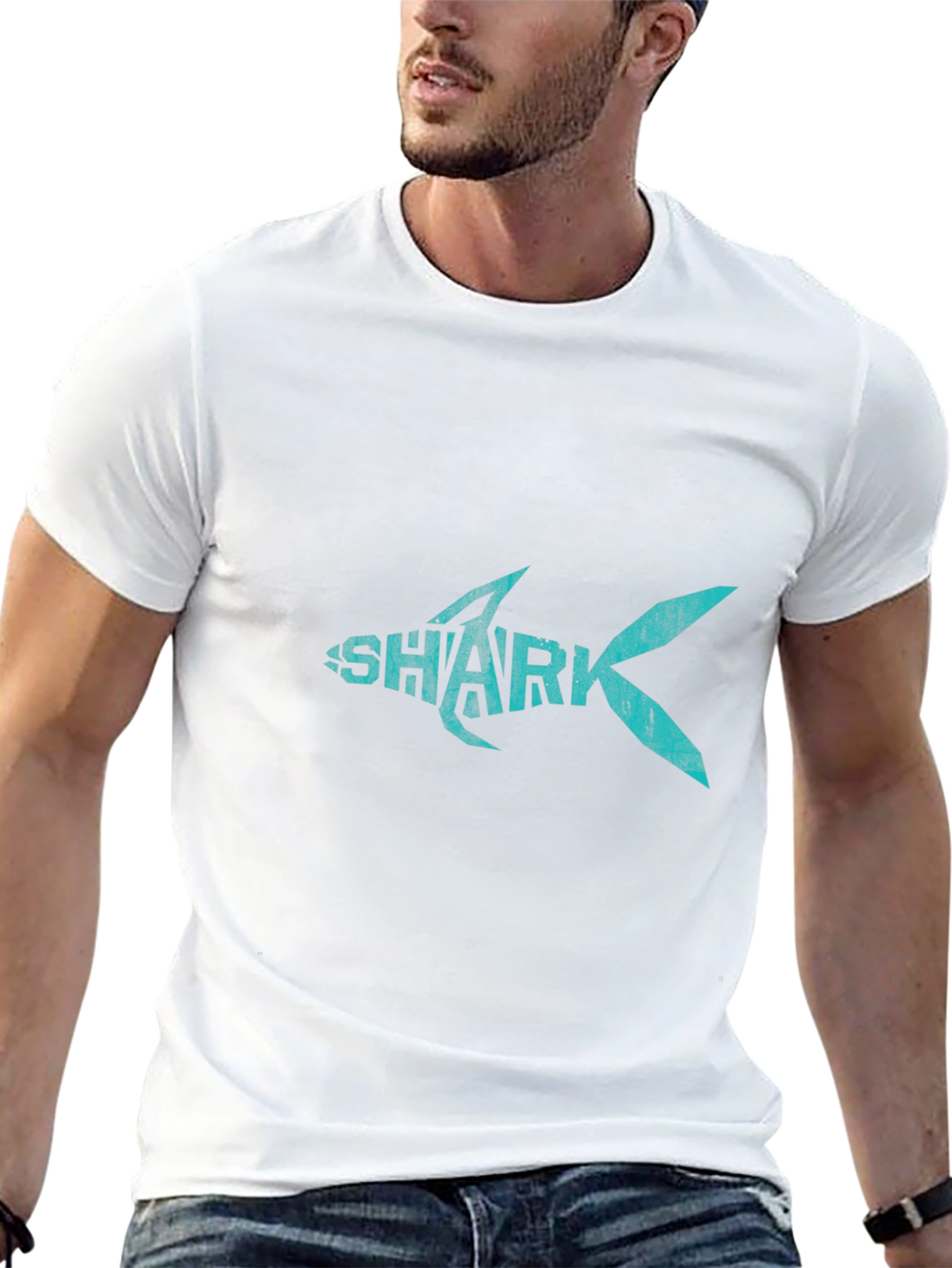 Shark Graphic Print Crew Neck T-Shirt