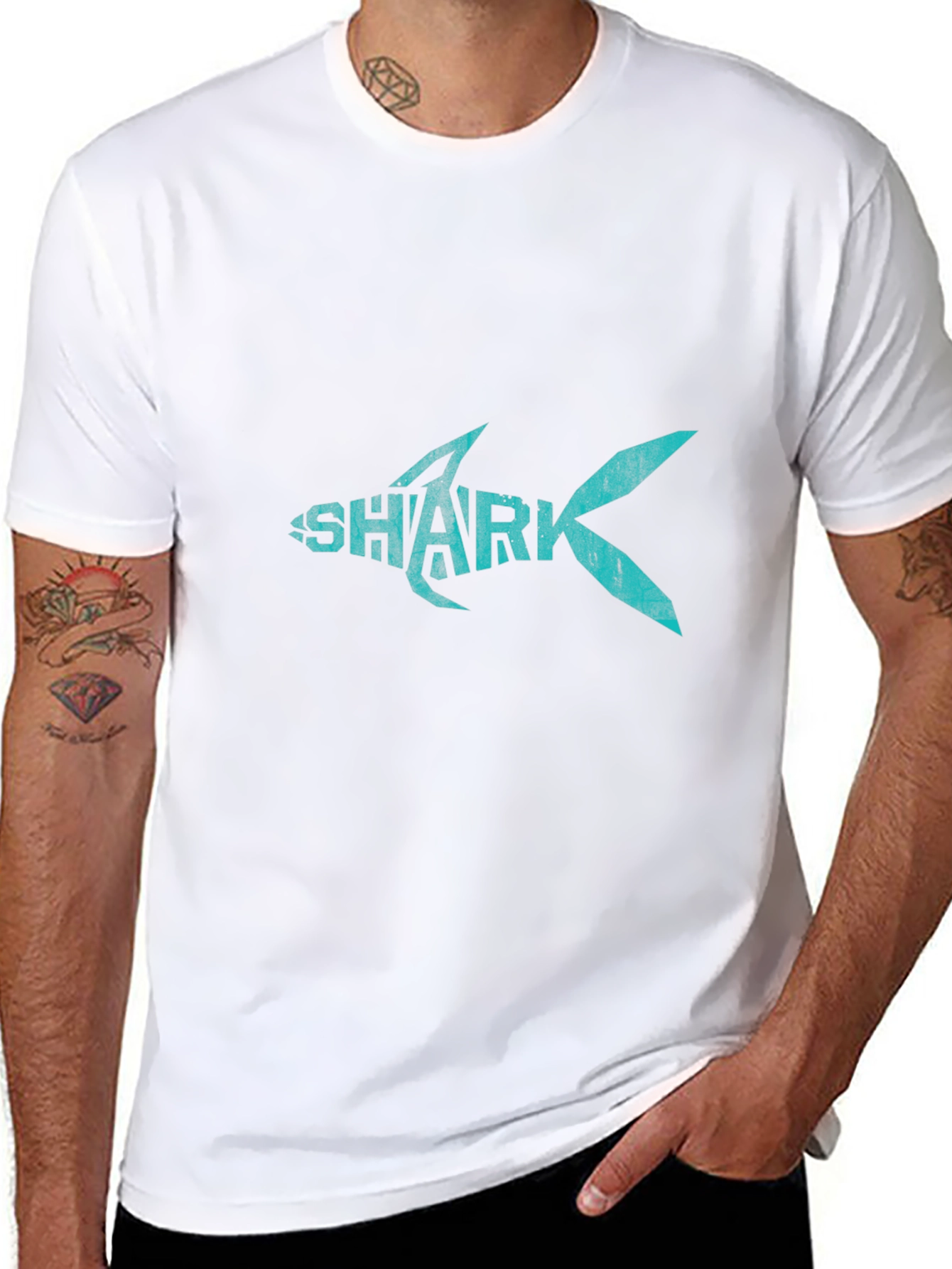 Shark Graphic Print Crew Neck T-Shirt