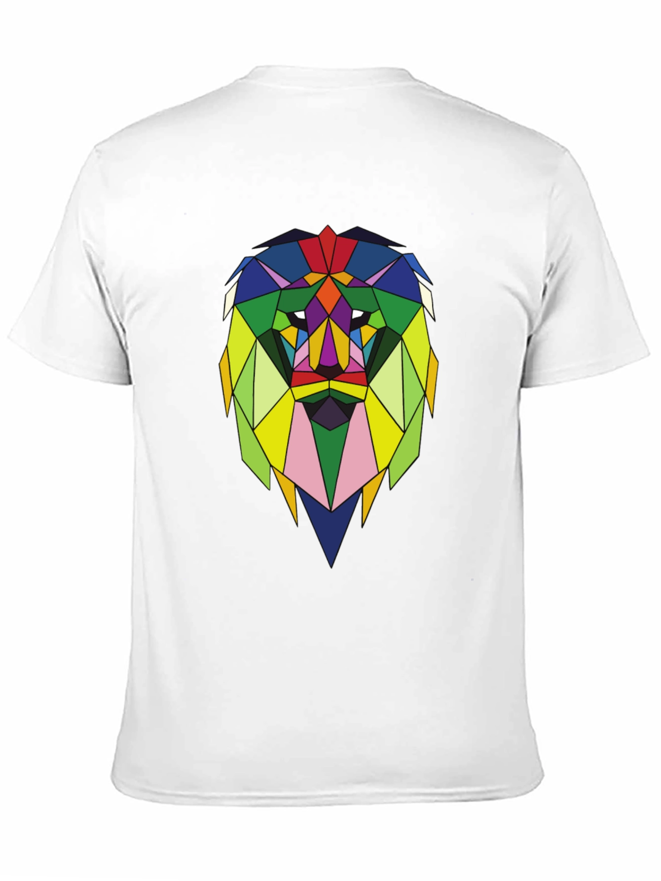 Geometric Lion Graphic Tee - Stylish Mens Black T-Shirt