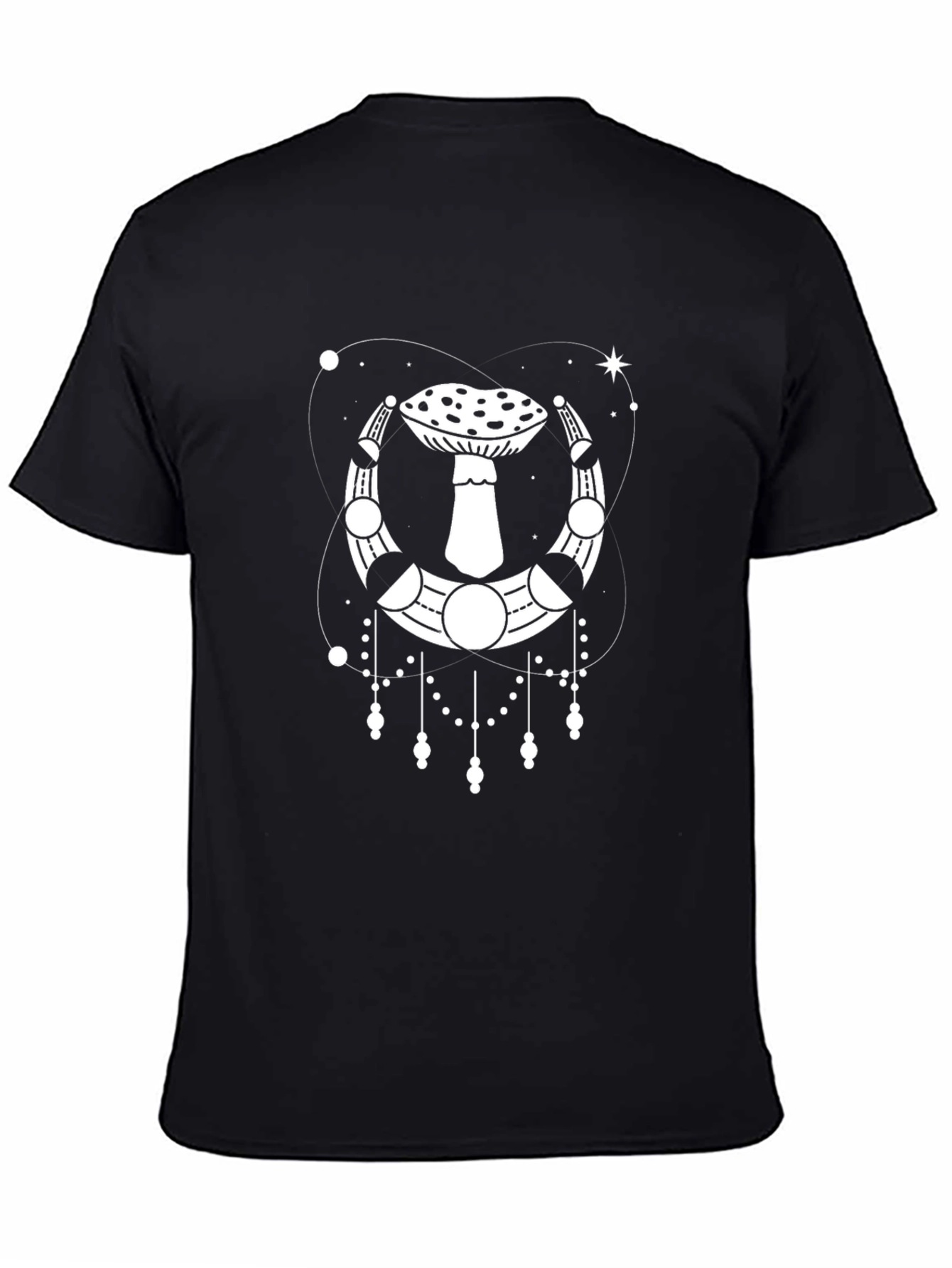 Mushroom Moon Phase Black T-Shirt