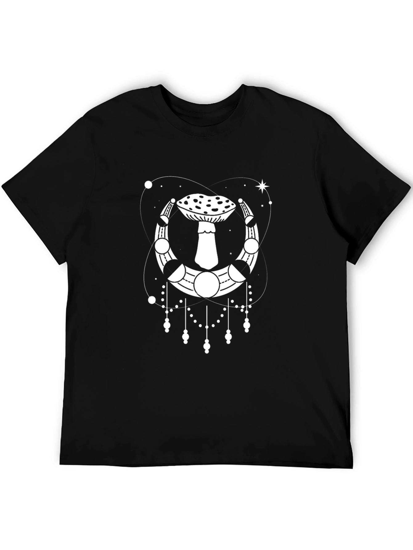 Mushroom Moon Phase Black T-Shirt