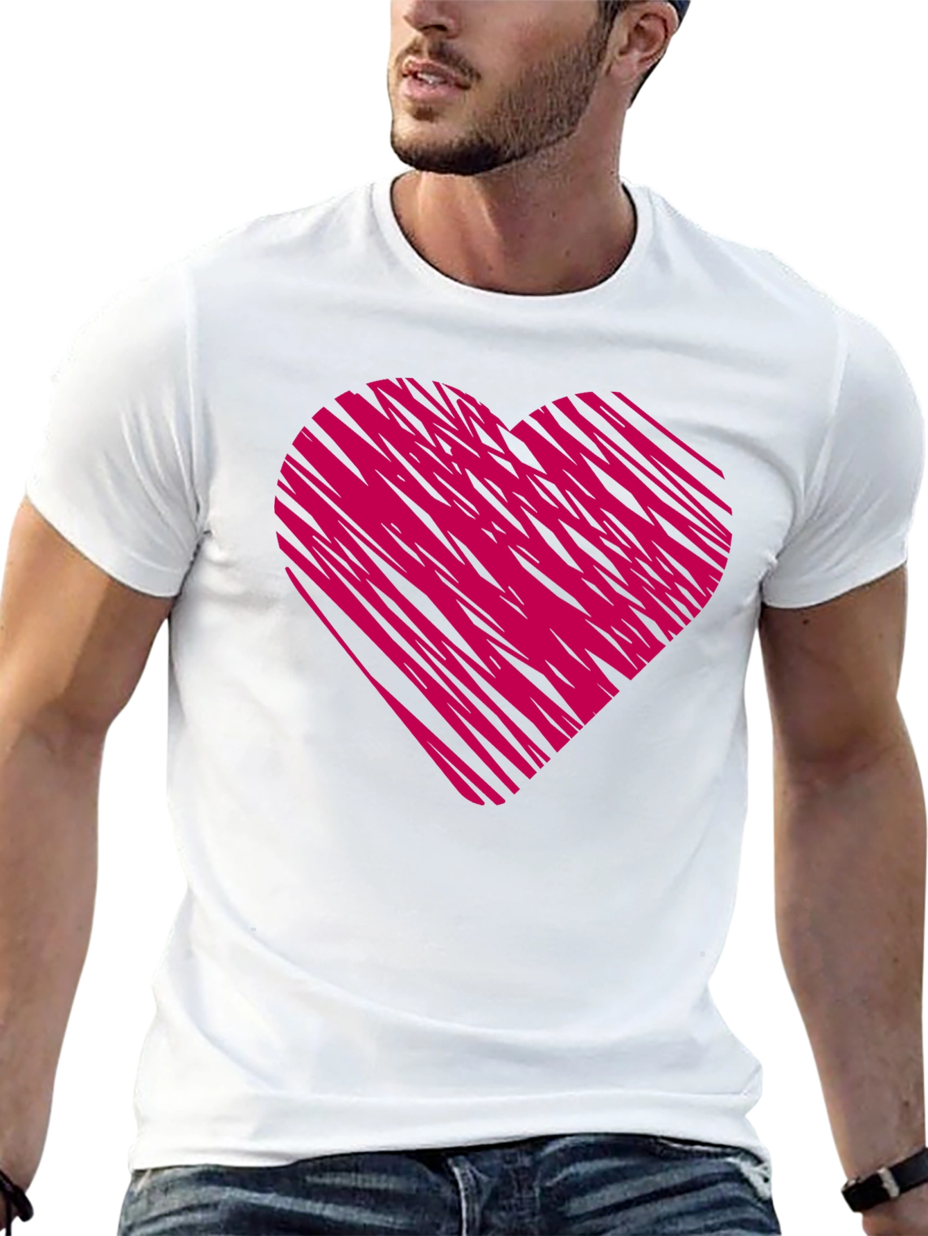 Black T-Shirt with Pink Heart Design