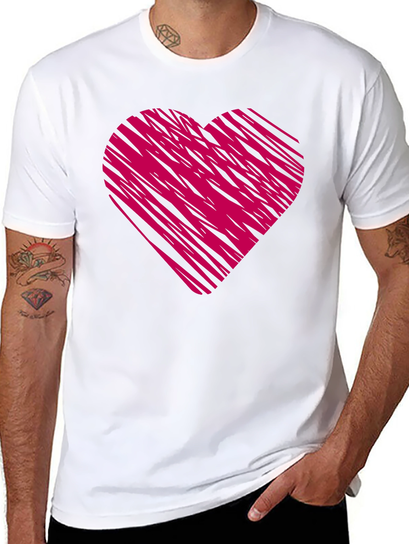 Black T-Shirt with Pink Heart Design