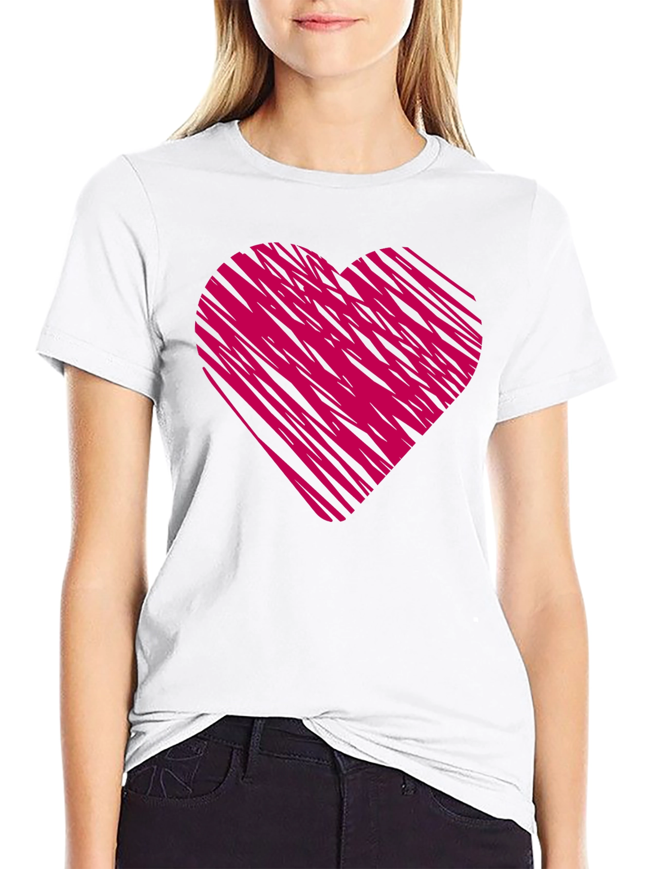 Black T-Shirt with Pink Heart Design