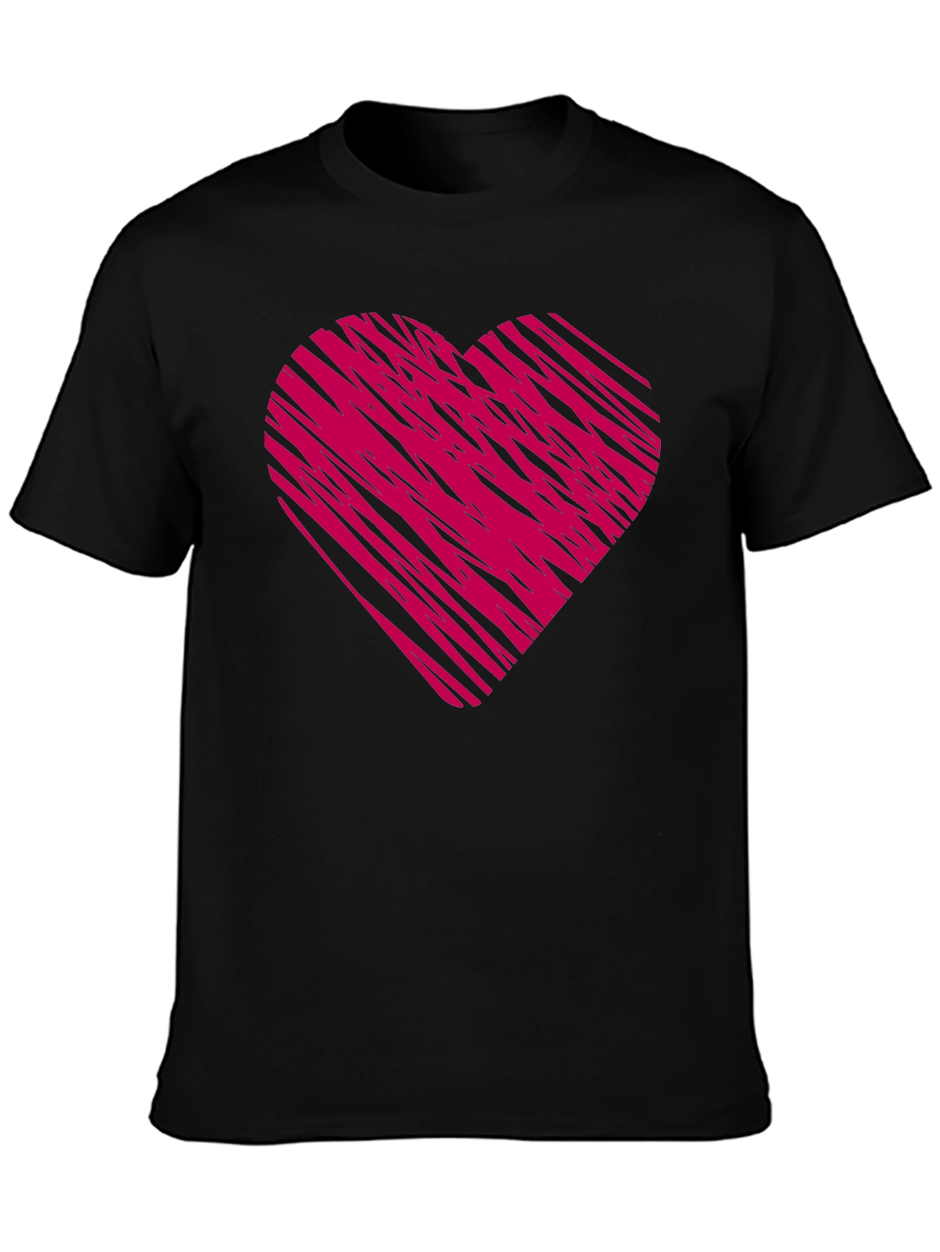Black T-Shirt with Pink Heart Design