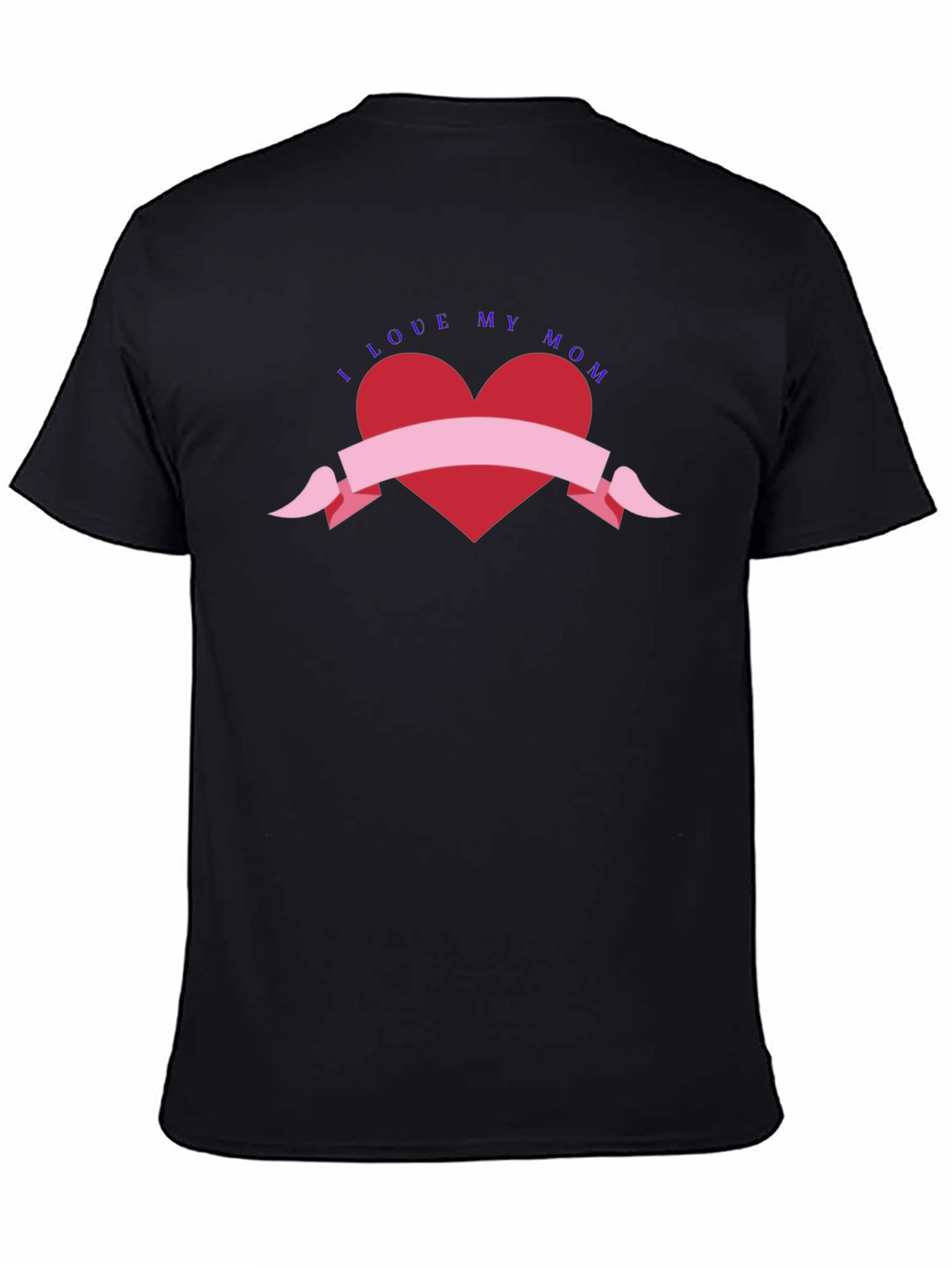 I Love My Mom Black T-Shirt with Heart Graphic