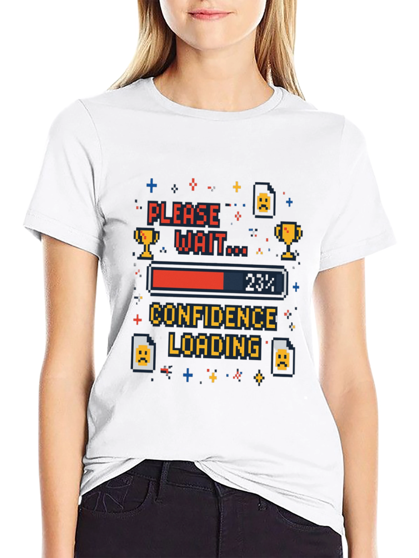 Confidence Loading Pixel Art Black Tee