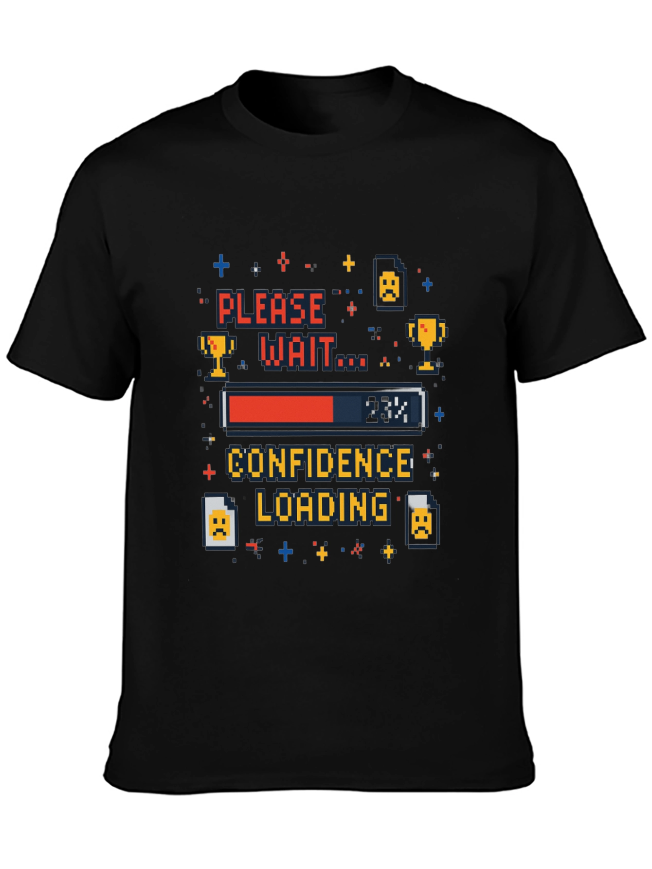 Confidence Loading Pixel Art Black Tee
