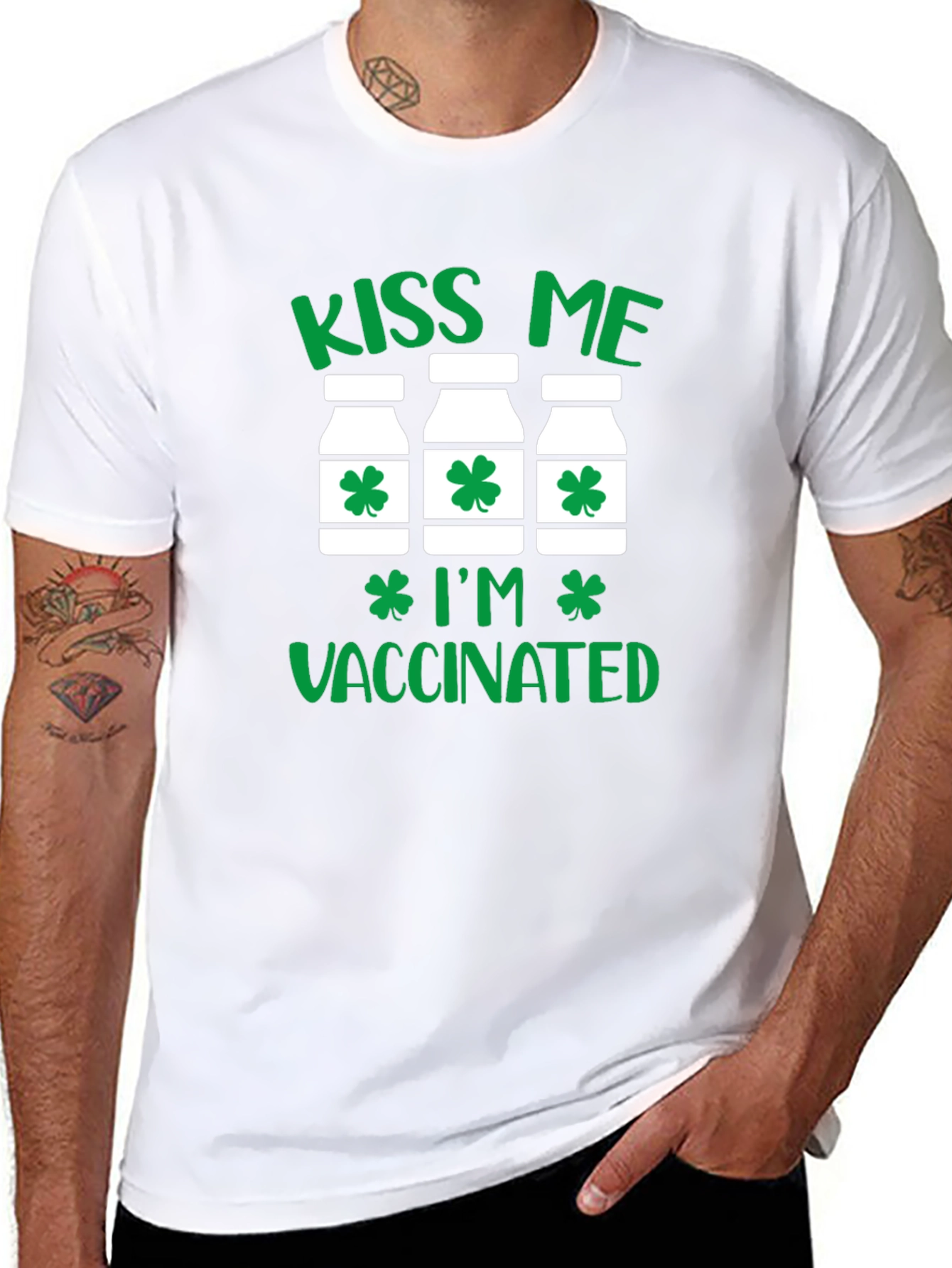Kiss Me Im Vaccinated St Patricks Day T-Shirt