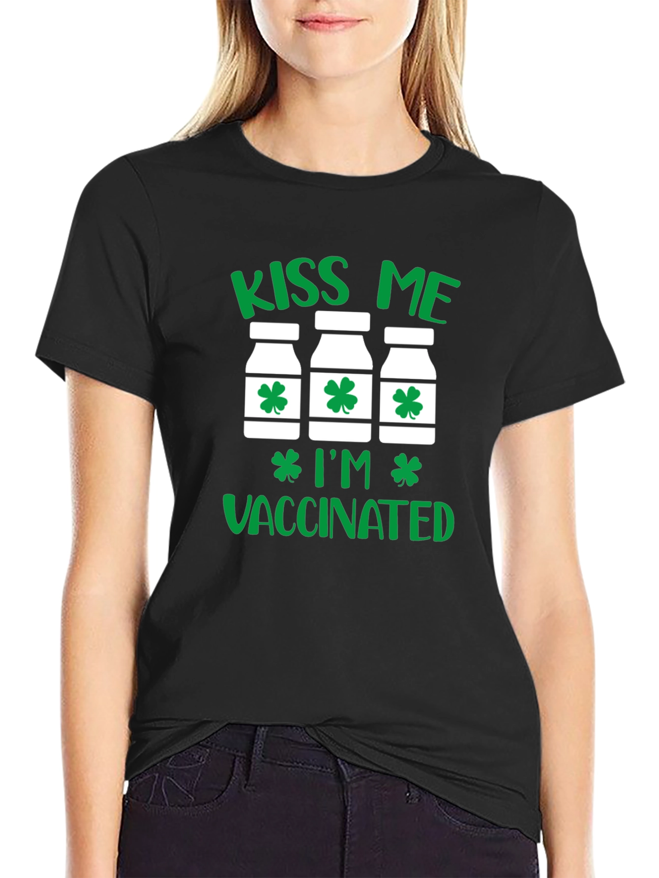 Kiss Me Im Vaccinated St Patricks Day T-Shirt