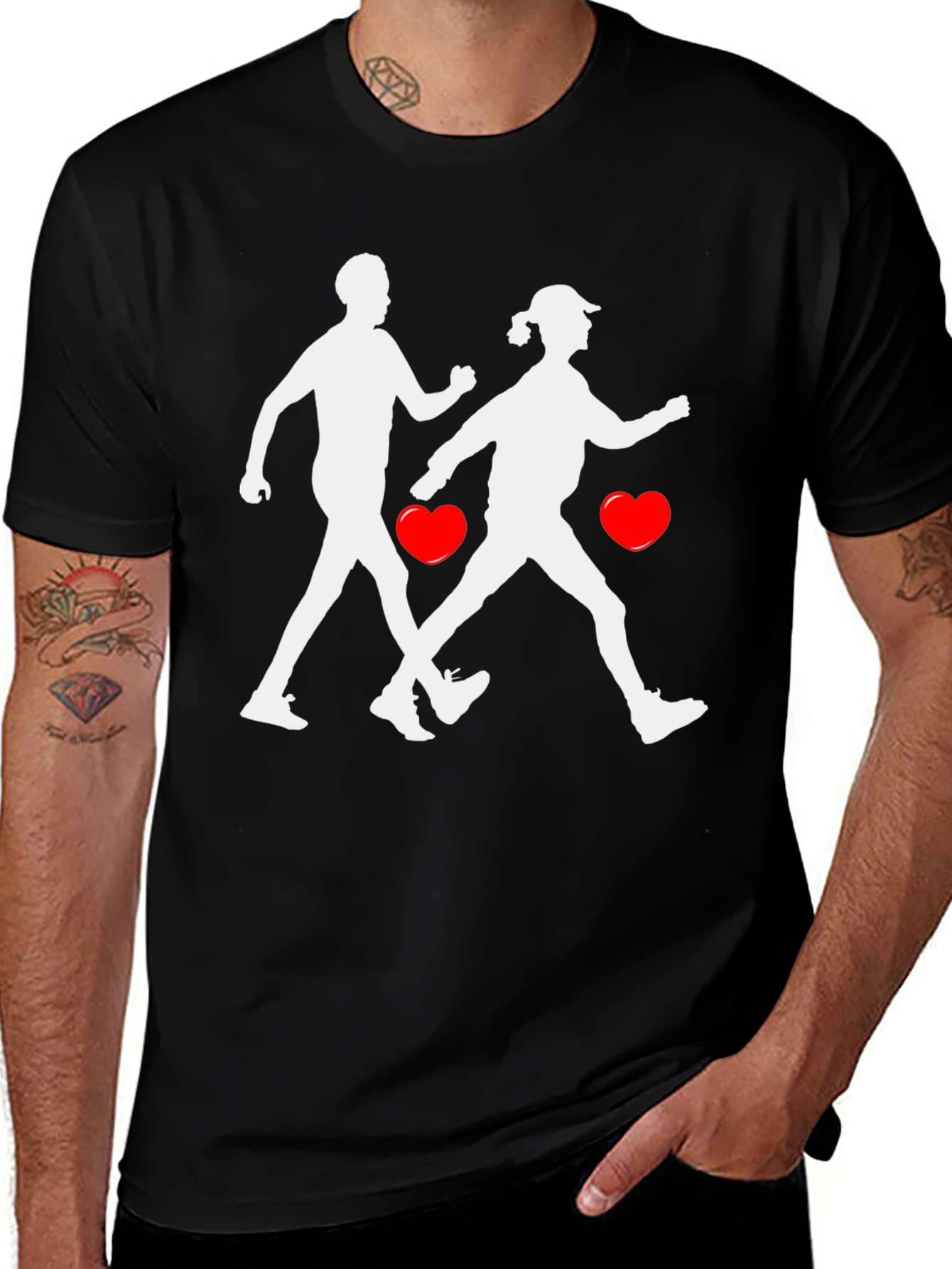 Couple Walking T-Shirt Love Cardio Fitness Tee