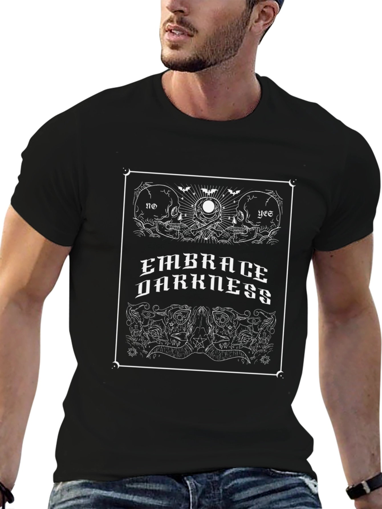 Embrace Darkness Graphic T-Shirt - Skull Design
