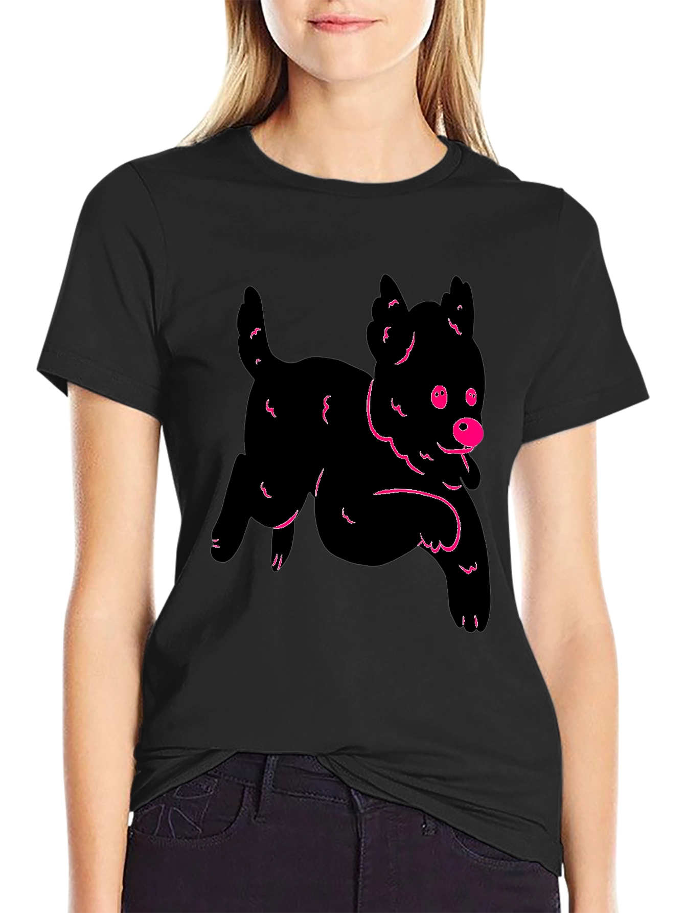 Funky Puppy Graphic Black T-Shirt
