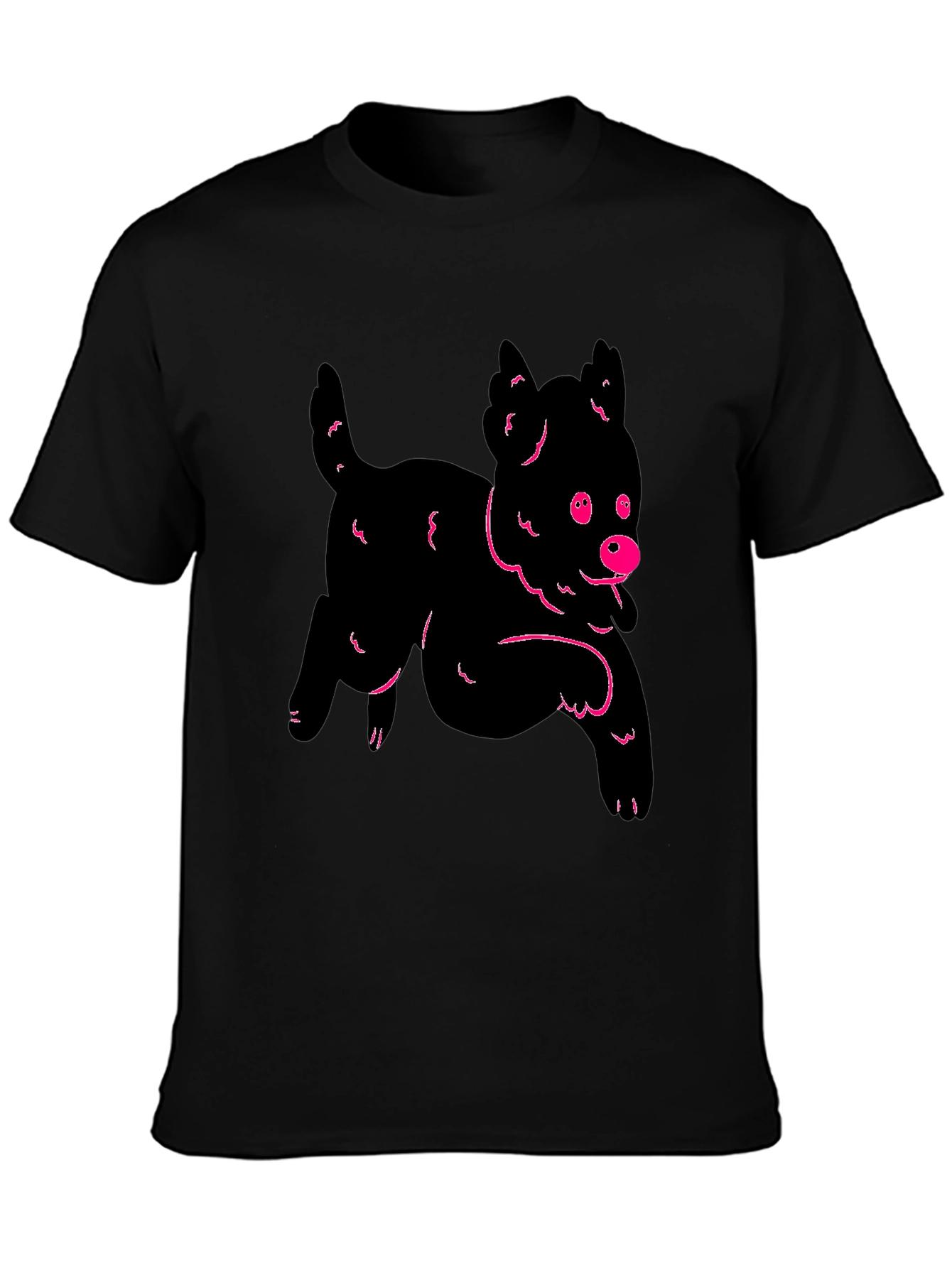 Funky Puppy Graphic Black T-Shirt