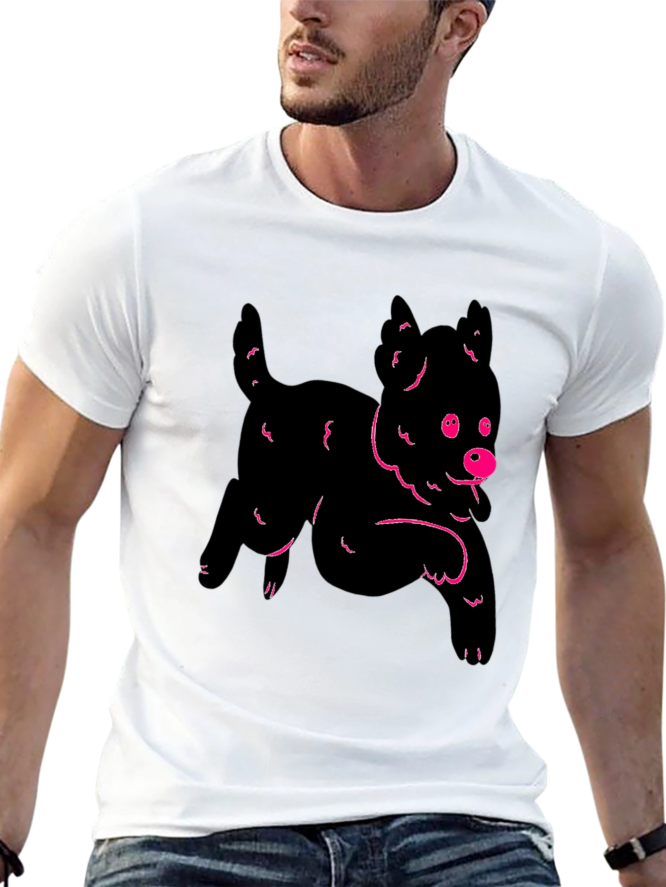 Funky Puppy Graphic Black T-Shirt
