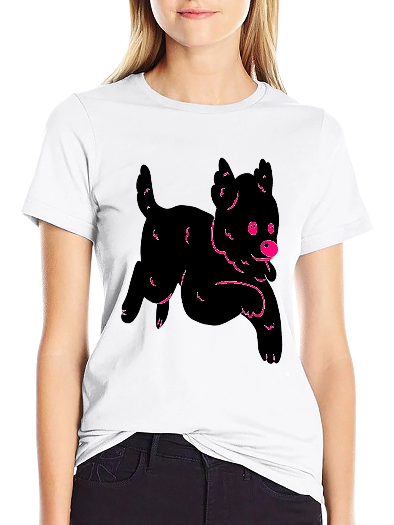 Funky Puppy Graphic Black T-Shirt