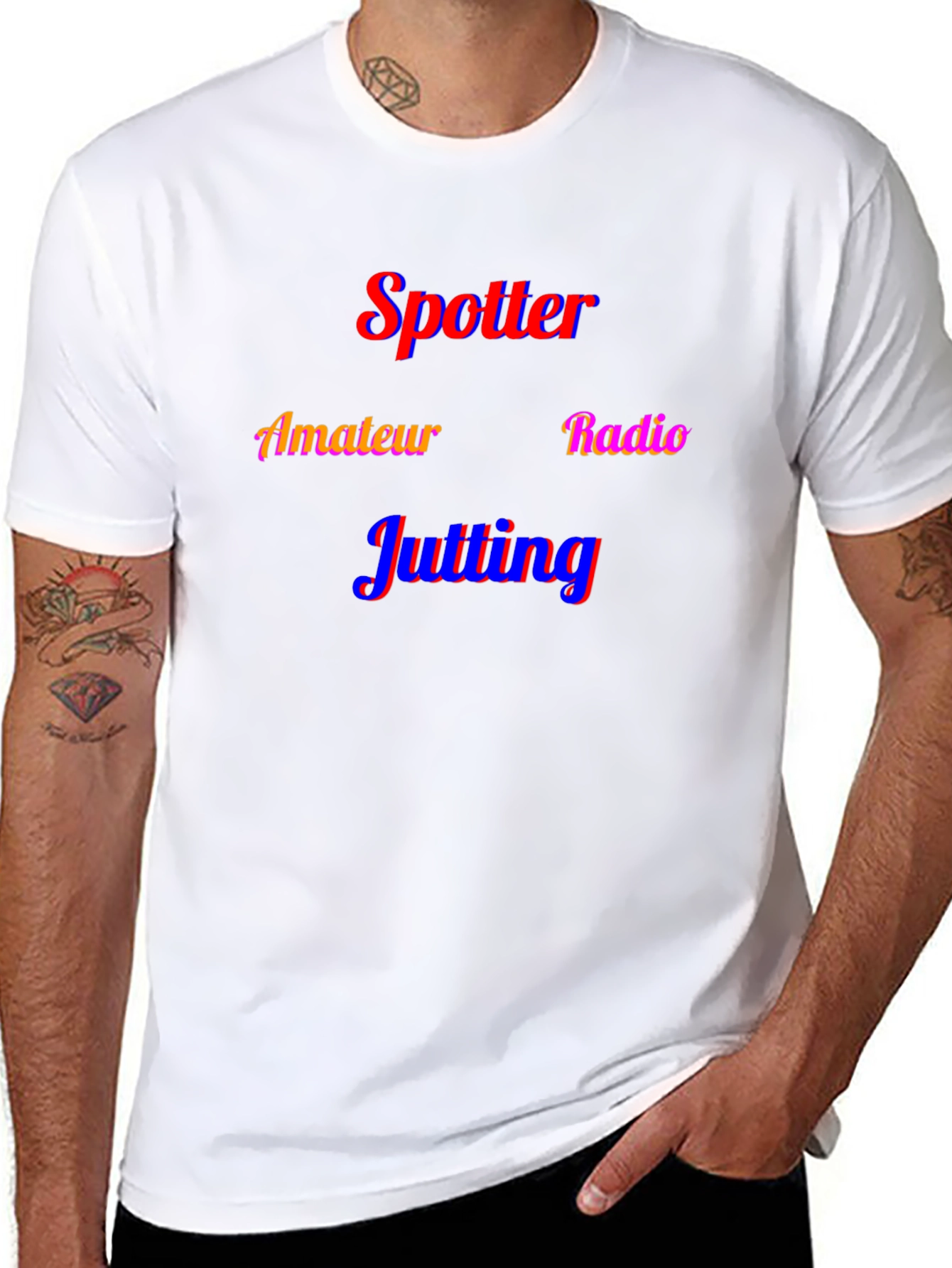 Spotter Amateur Radio Jutting Black T-Shirt