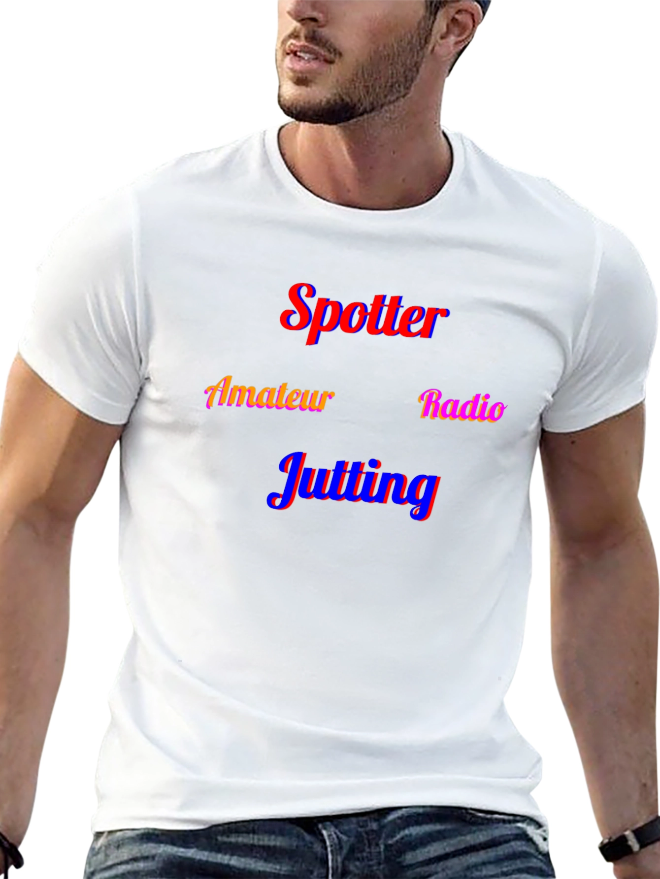 Spotter Amateur Radio Jutting Black T-Shirt