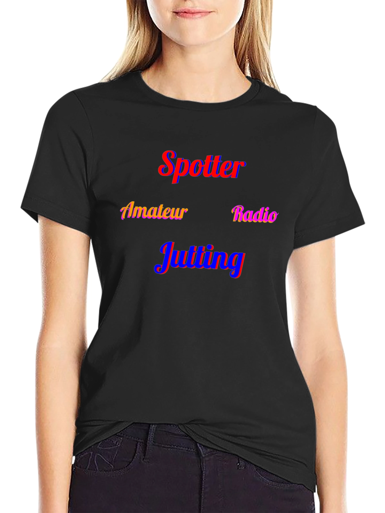 Spotter Amateur Radio Jutting Black T-Shirt