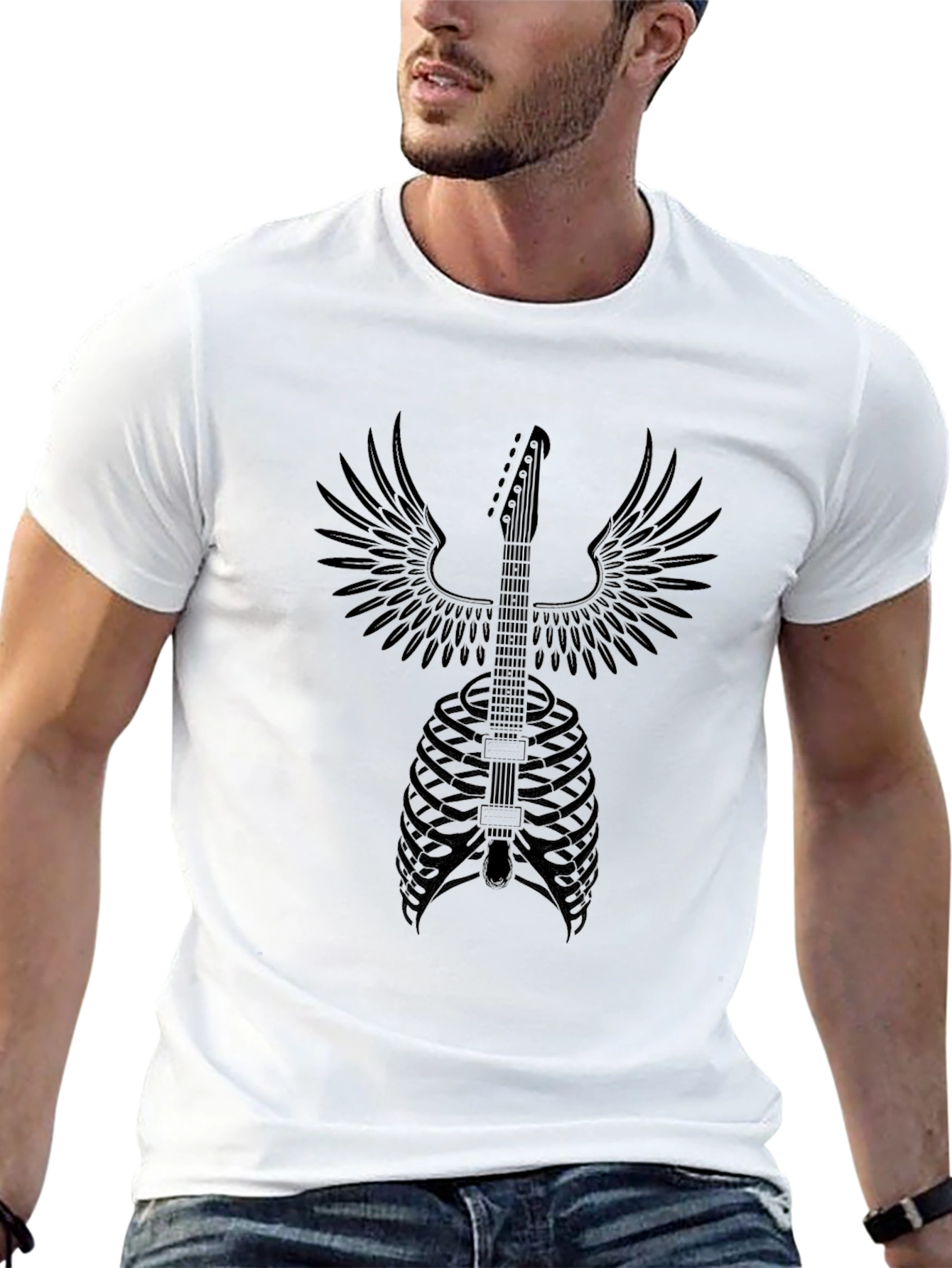 Guitar Wings Rib Cage T-Shirt - Rock Music Tee