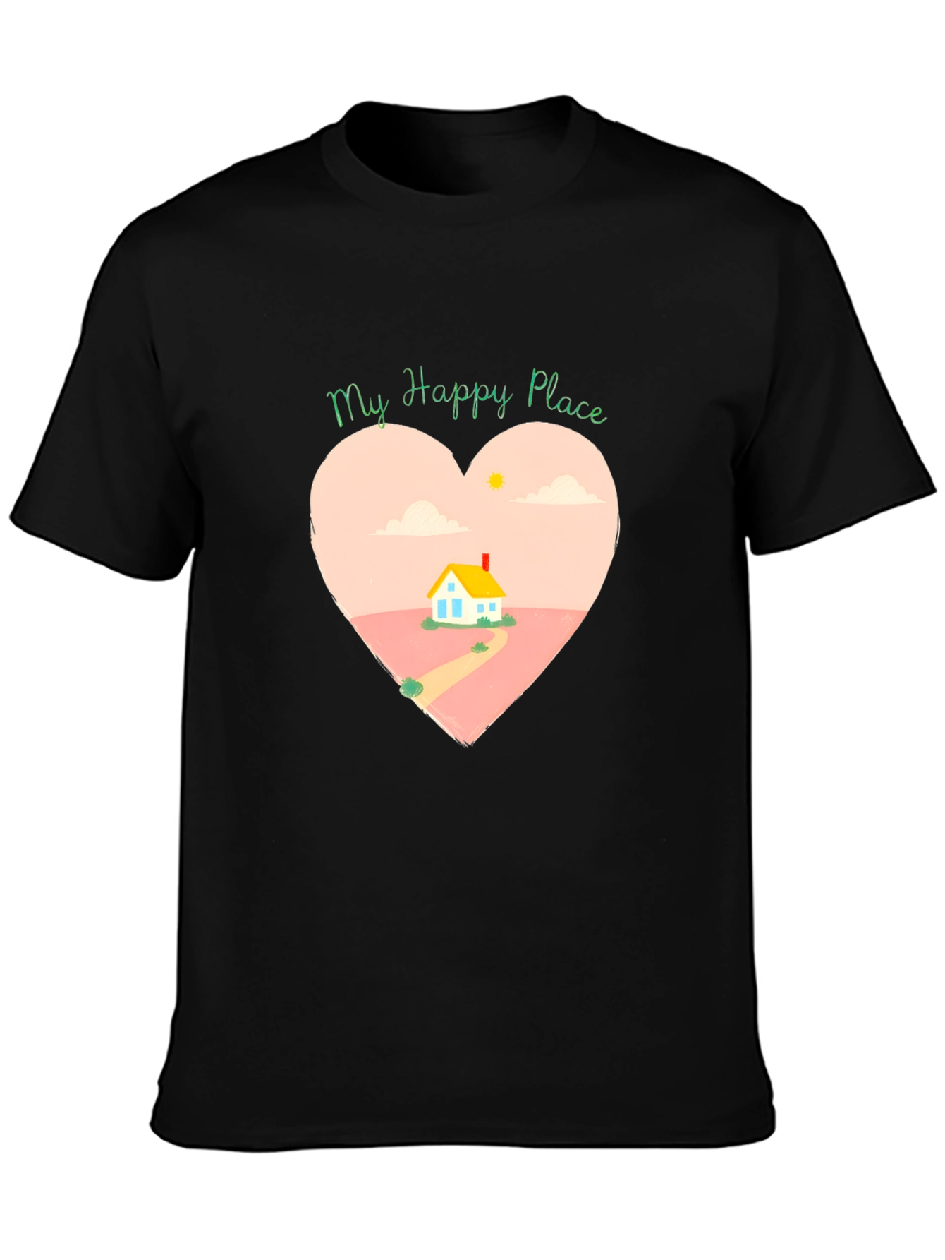My Happy Place Heart Graphic Tee - Black
