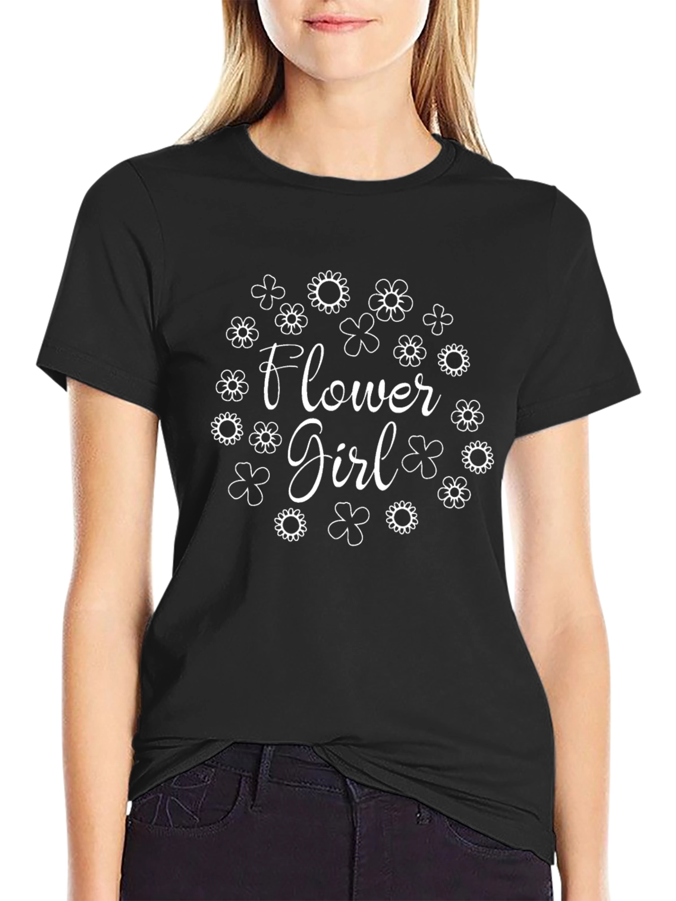 Flower Girl Graphic Tee - Floral Design