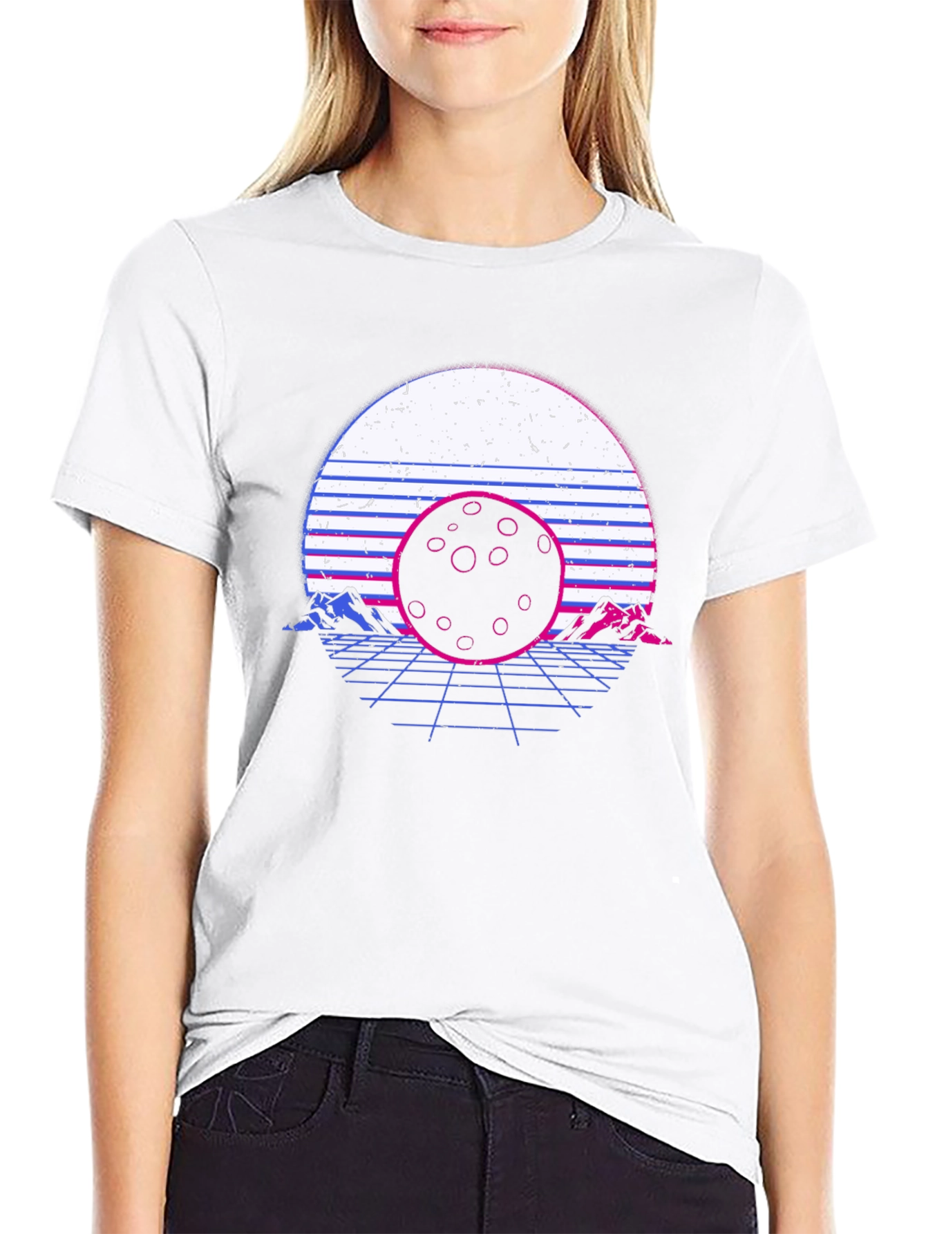 Retro Vaporwave Moonscape Graphic T-Shirt