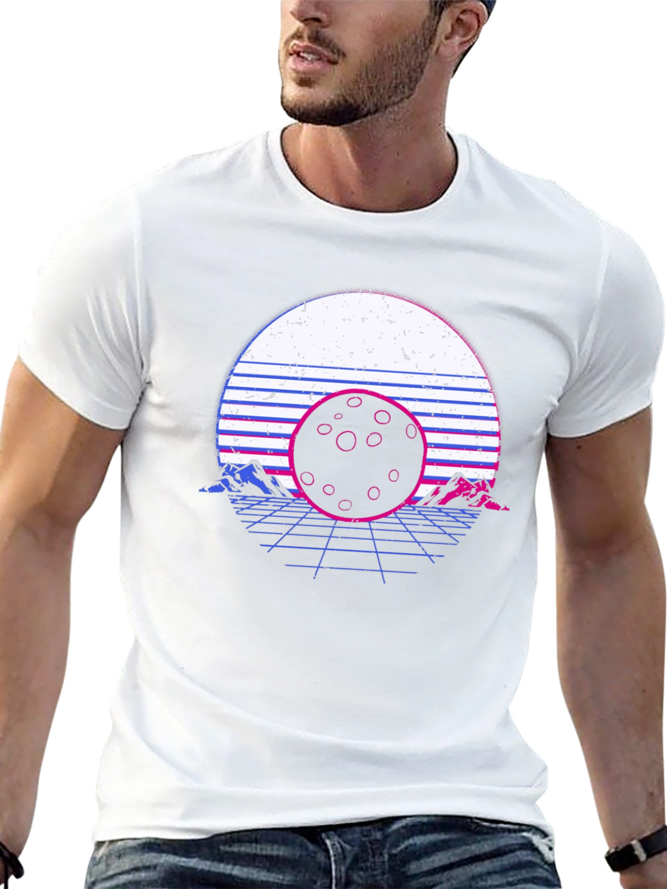 Retro Vaporwave Moonscape Graphic T-Shirt