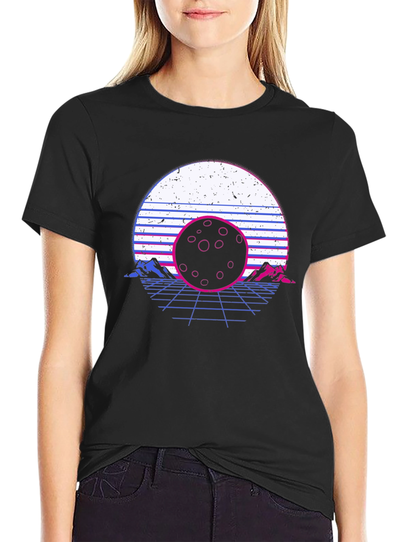 Retro Vaporwave Moonscape Graphic T-Shirt