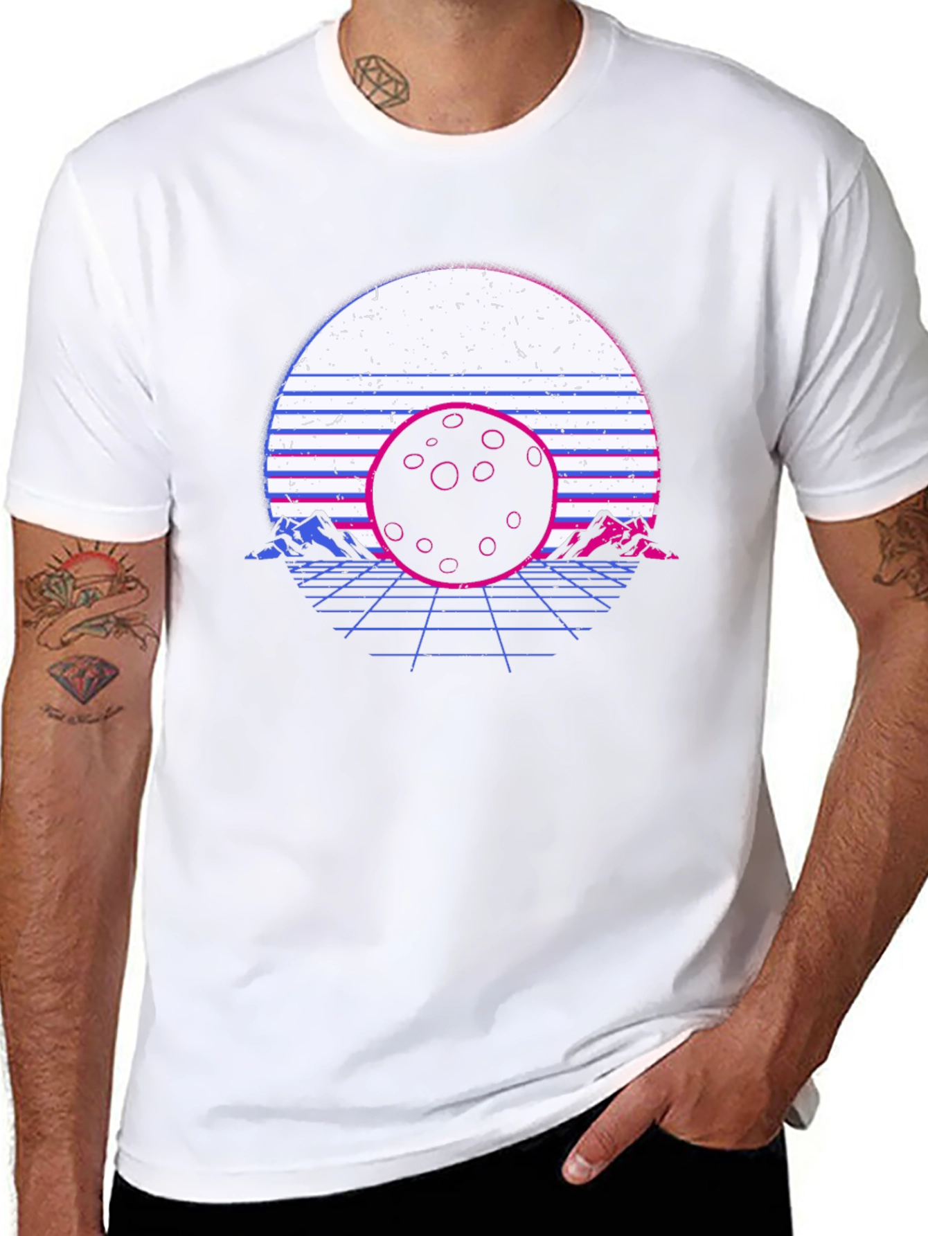 Retro Vaporwave Moonscape Graphic T-Shirt