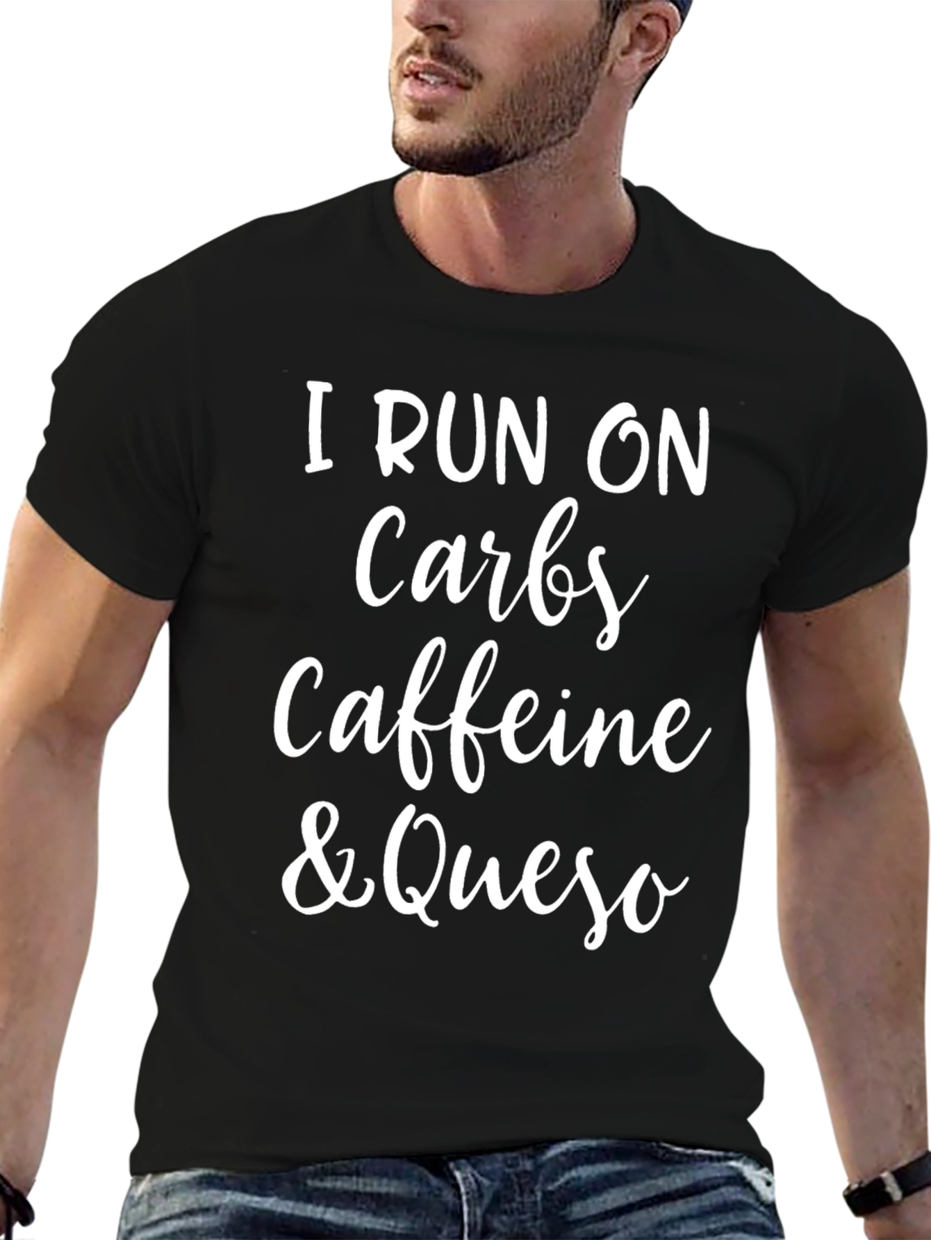 I Run On Carbs Caffeine & Queso Funny T-Shirt