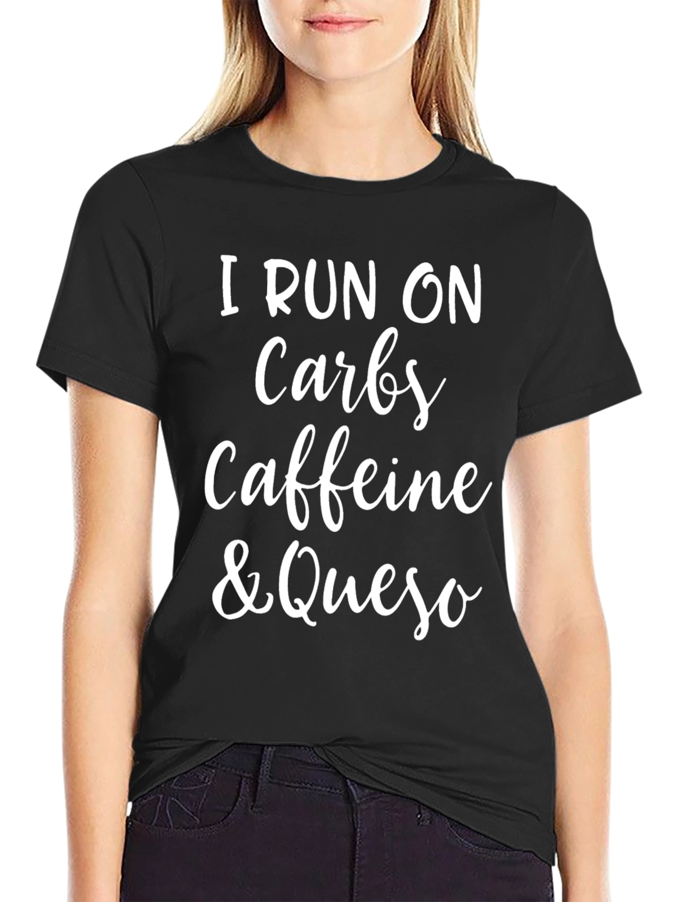 I Run On Carbs Caffeine & Queso Funny T-Shirt