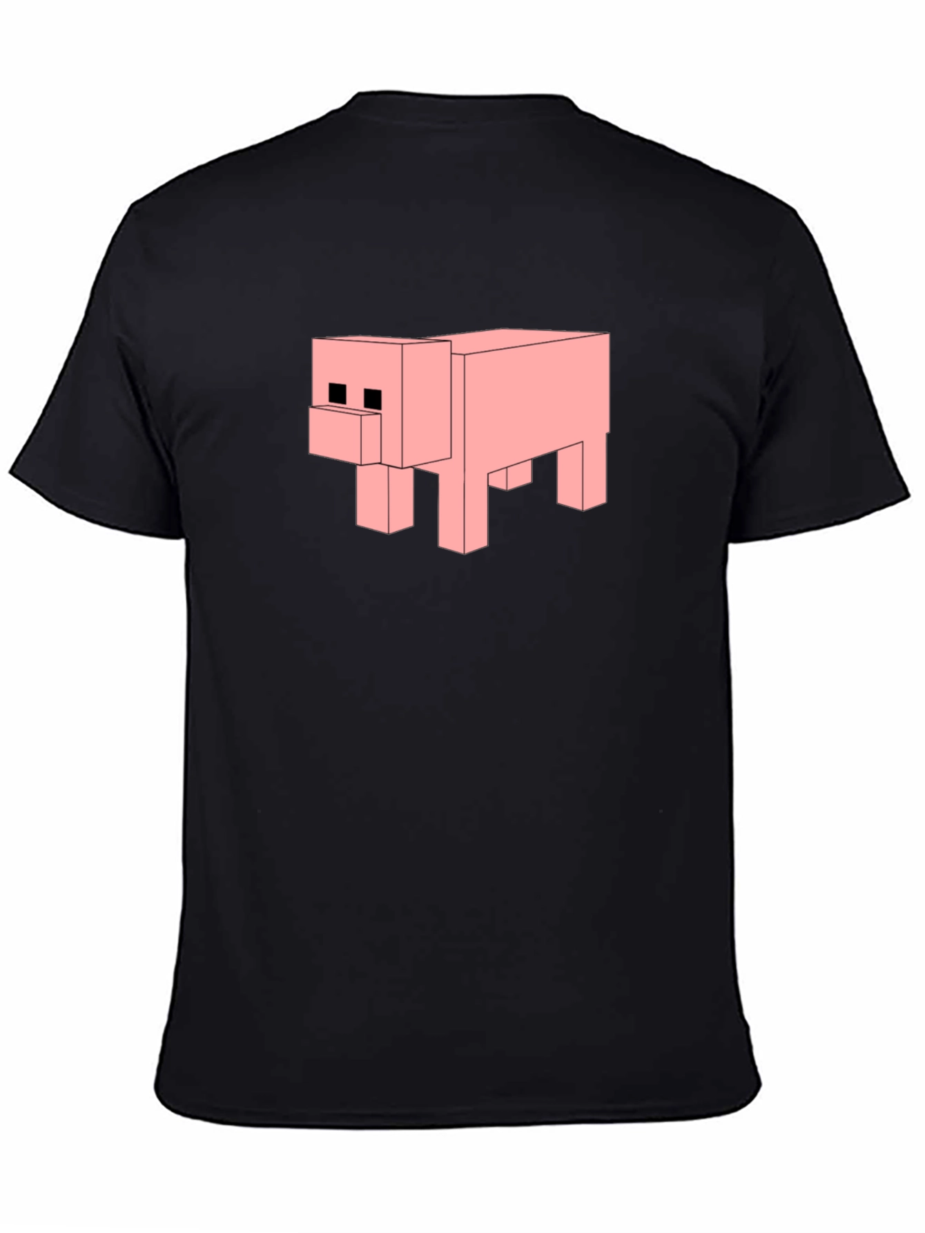 Minecraft Pig Black T-Shirt
