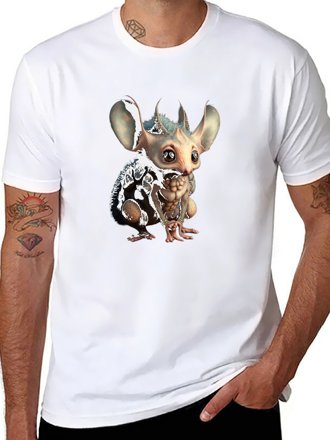 Unique Creature Graphic Tee - Soft Black Cotton