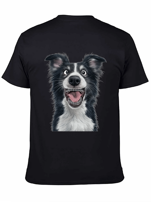 Funny Dog Graphic Tee - Black Cotton Blend T-Shirt