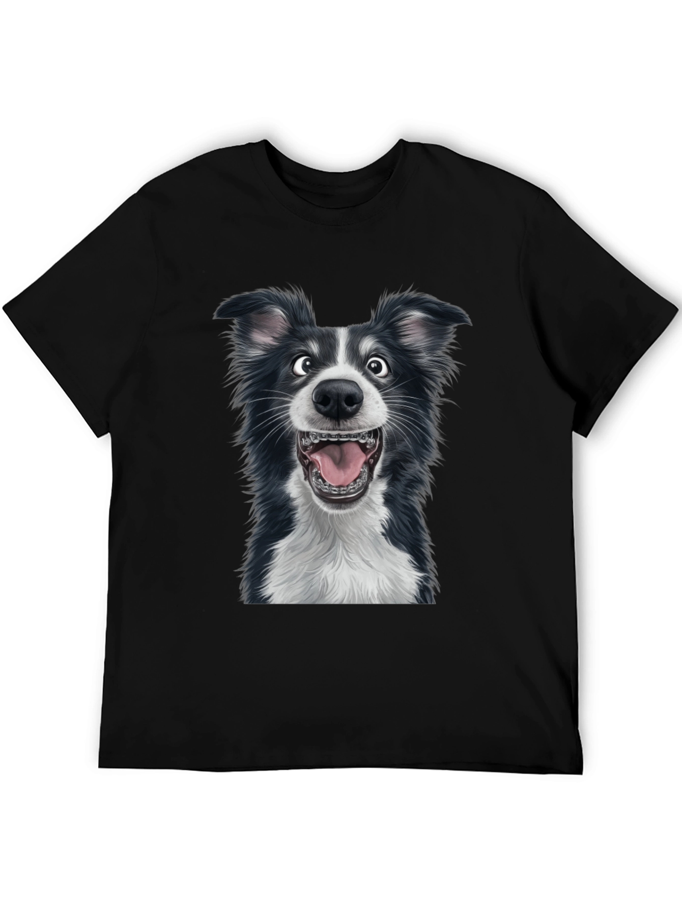 Funny Dog Graphic Tee - Black Cotton Blend T-Shirt