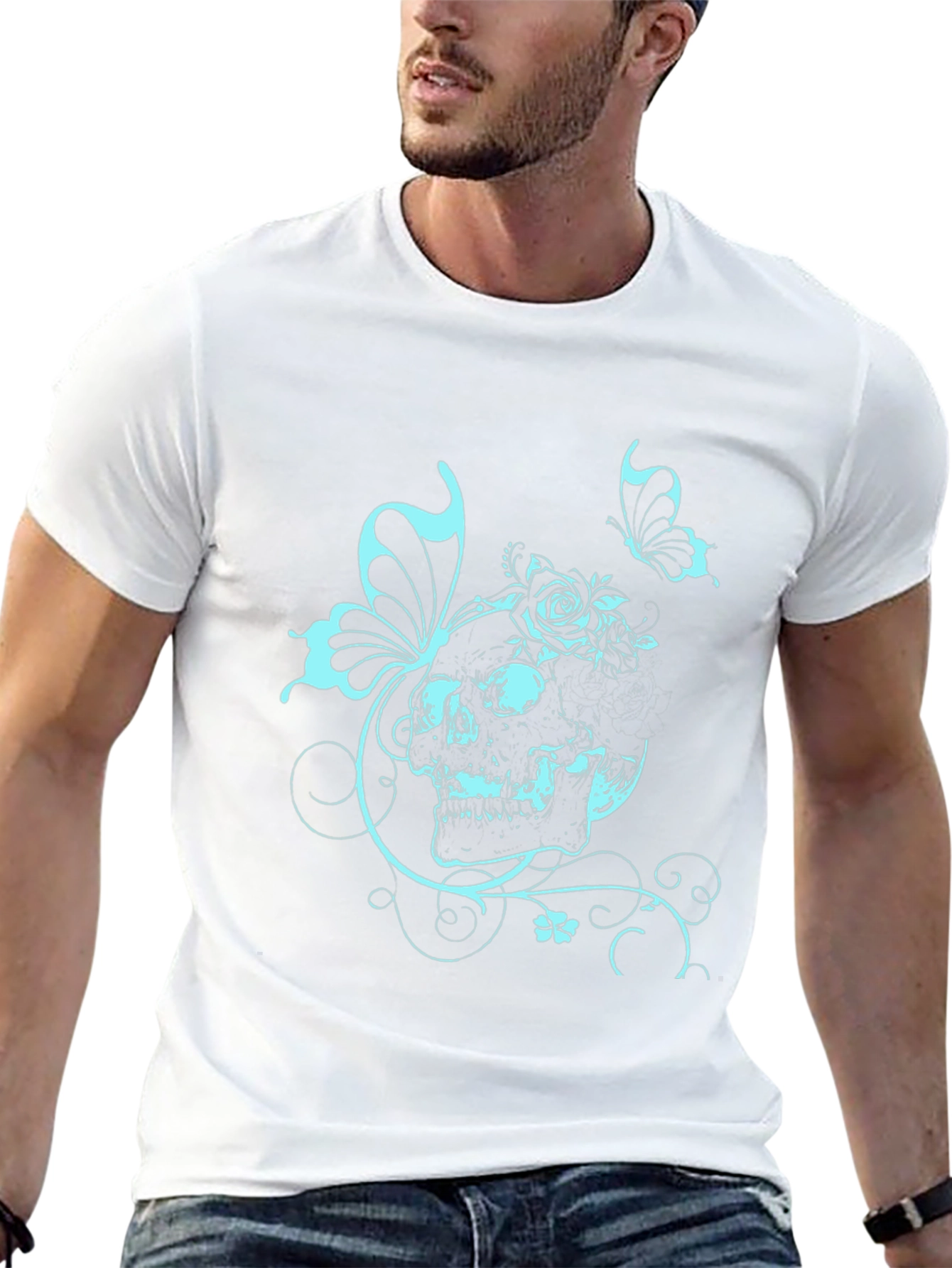 Skull Butterfly Graphic Tee - Edgy Style