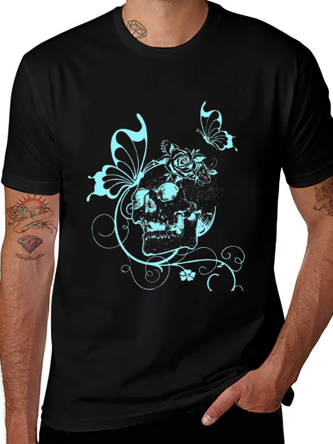 Skull Butterfly Graphic Tee - Edgy Style