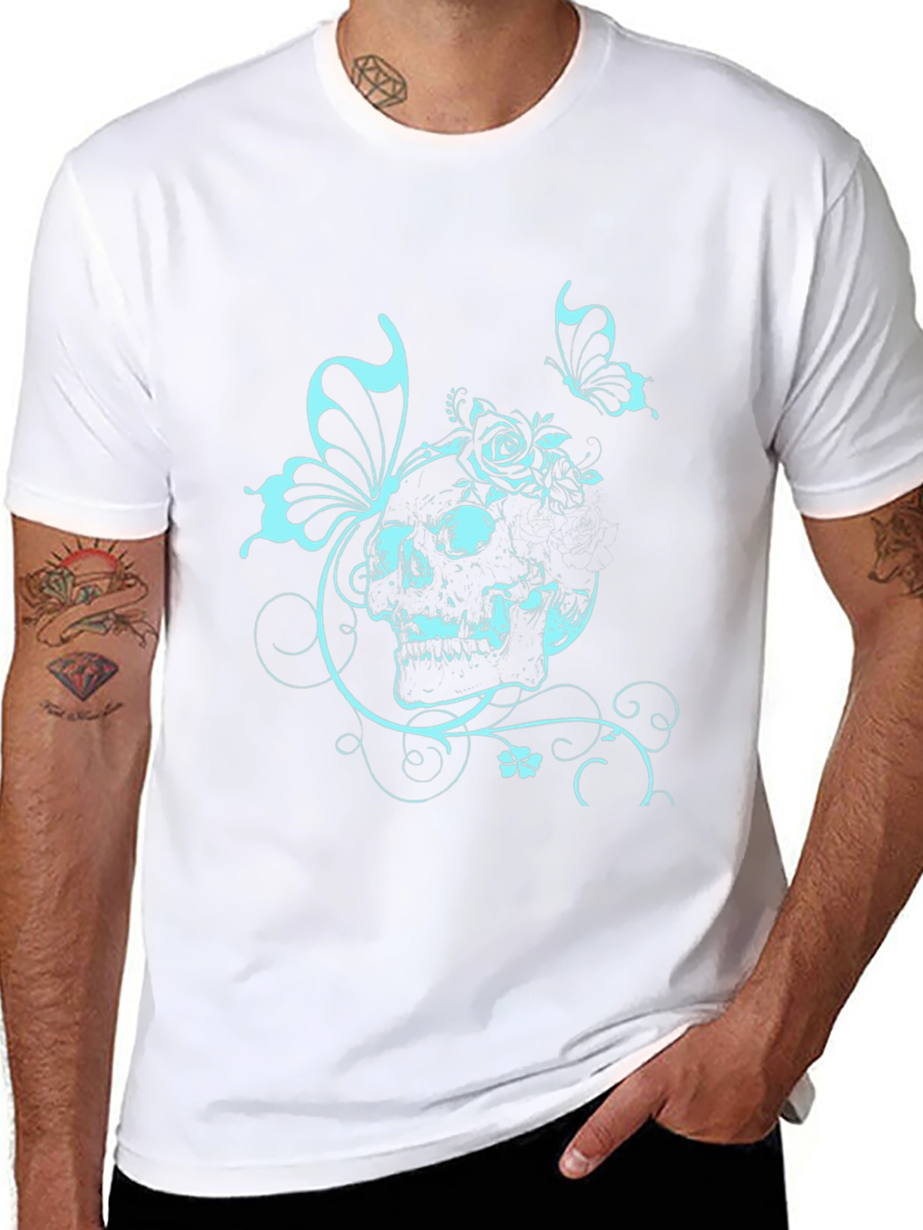 Skull Butterfly Graphic Tee - Edgy Style