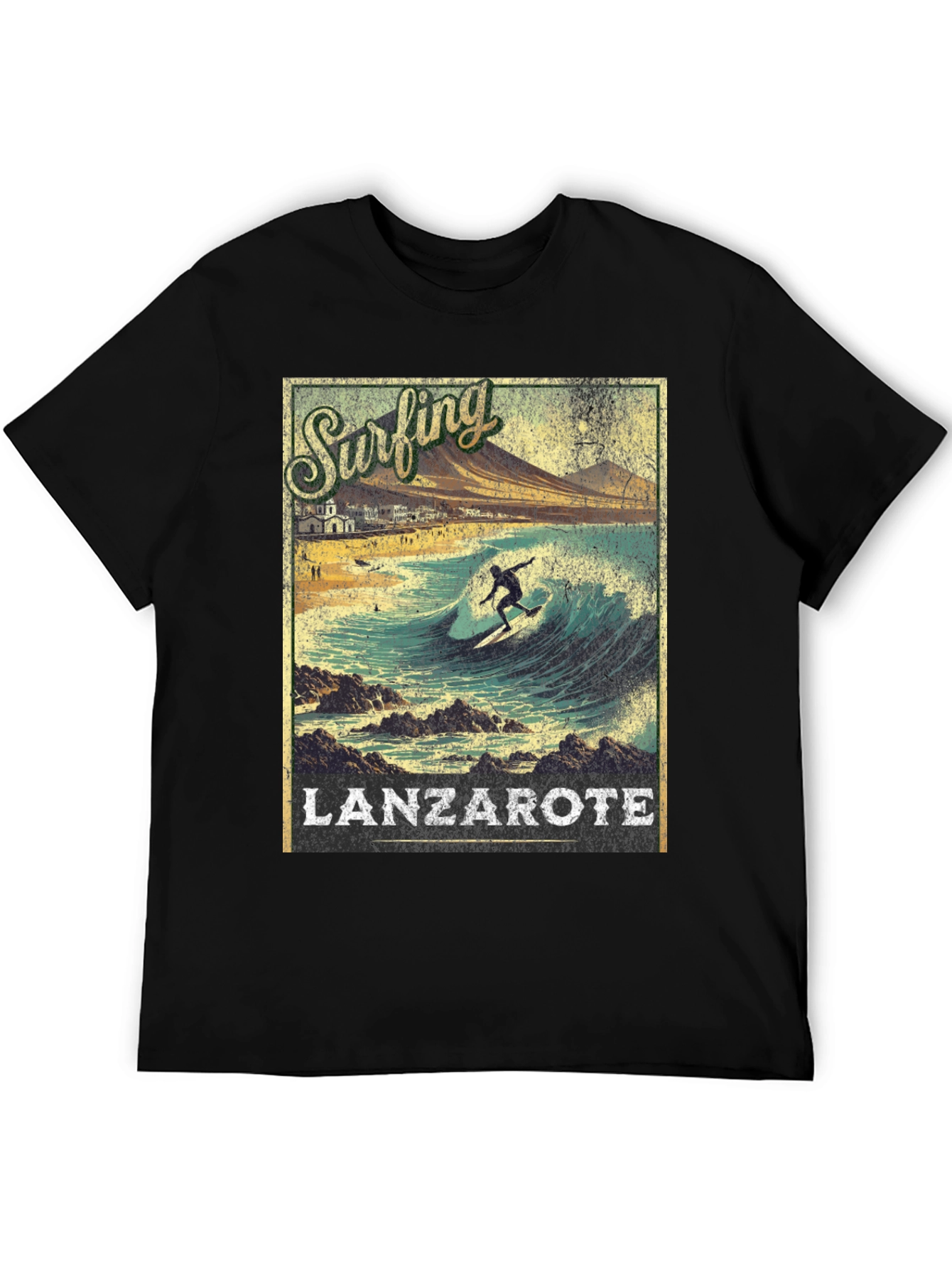 Surfing Lanzarote Graphic Tee - Black