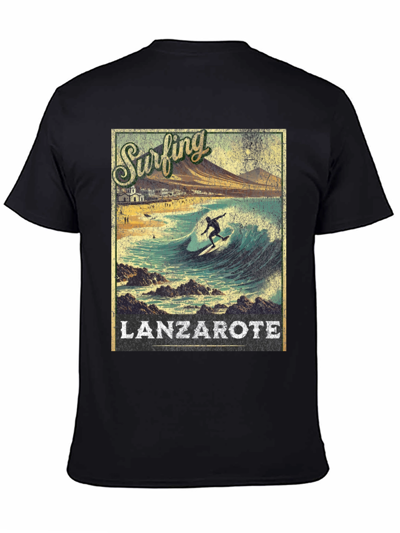 Surfing Lanzarote Graphic Tee - Black