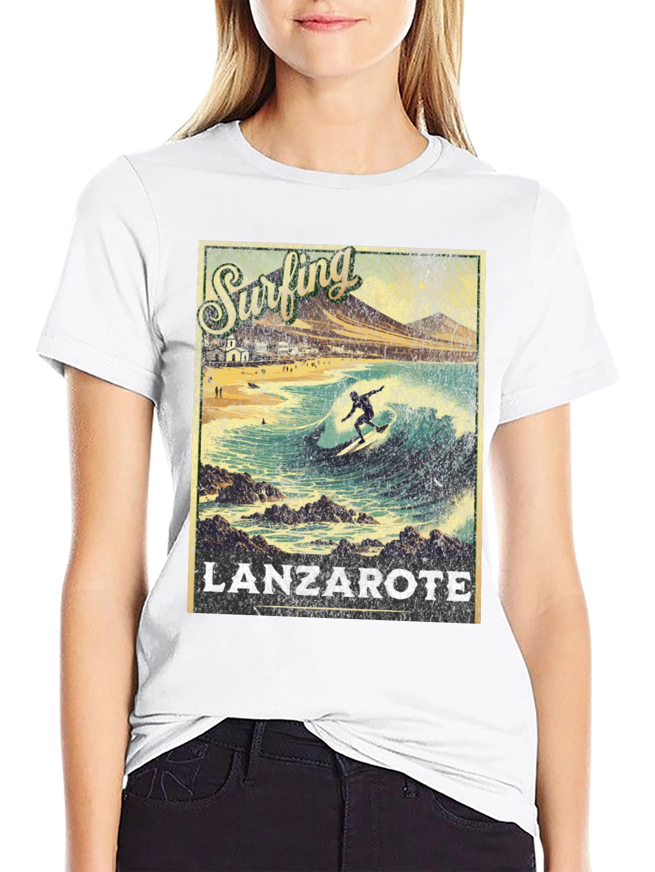 Surfing Lanzarote Graphic Tee - Black