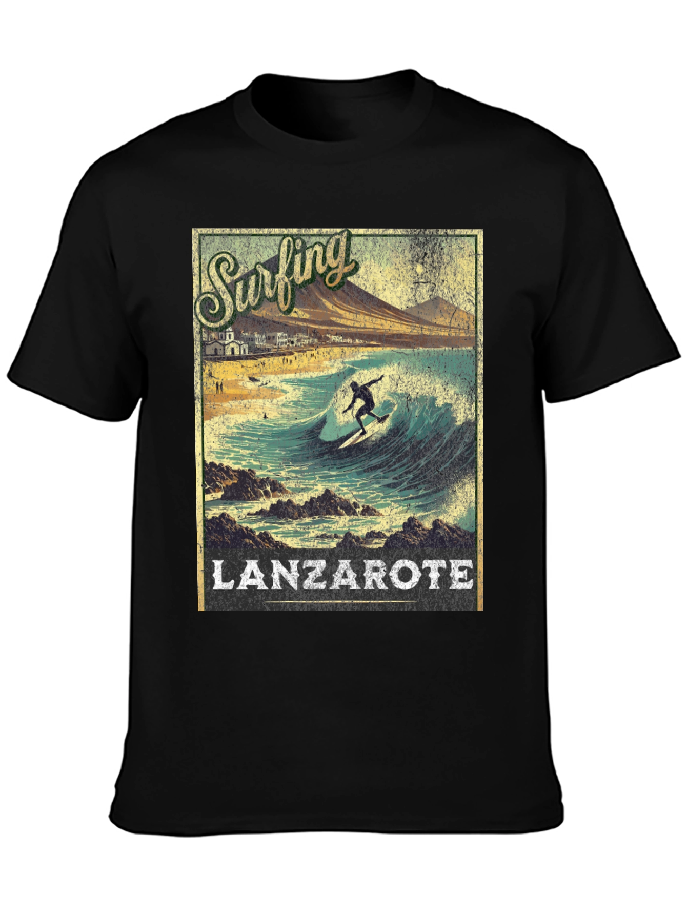 Surfing Lanzarote Graphic Tee - Black