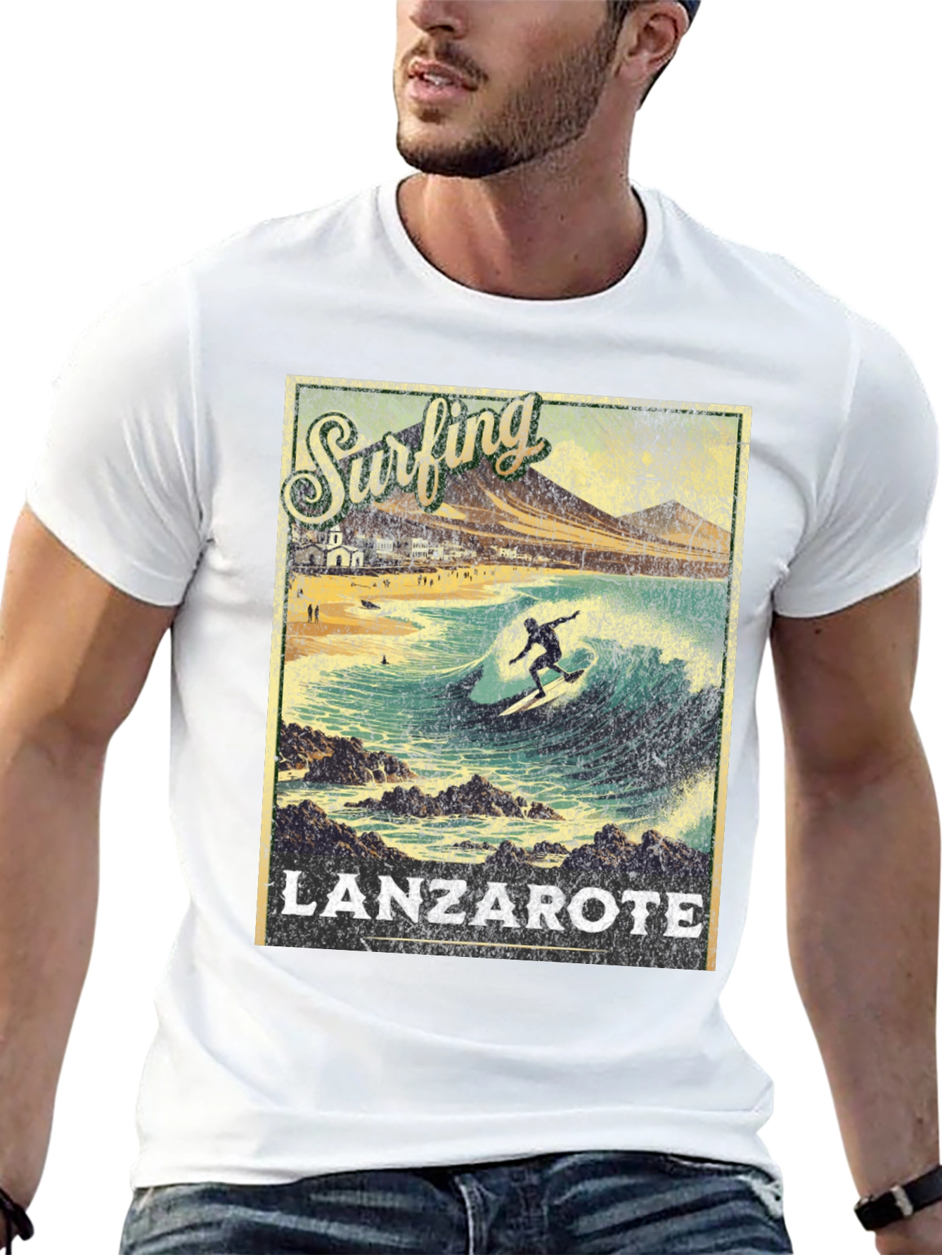 Surfing Lanzarote Graphic Tee - Black