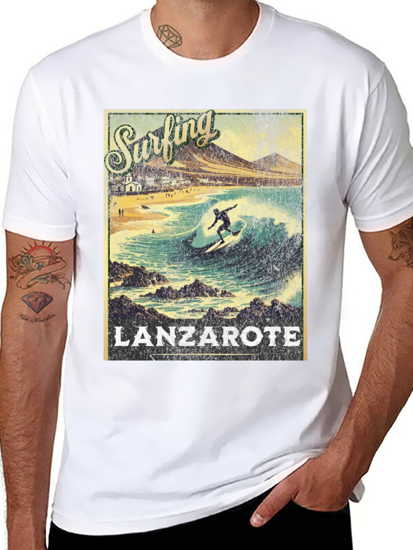 Surfing Lanzarote Graphic Tee - Black