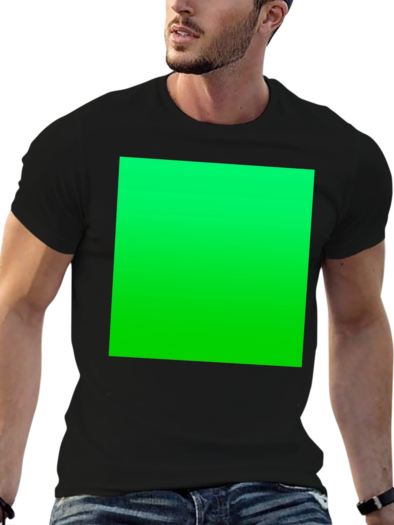 Black T-Shirt with Vibrant Green Graphic