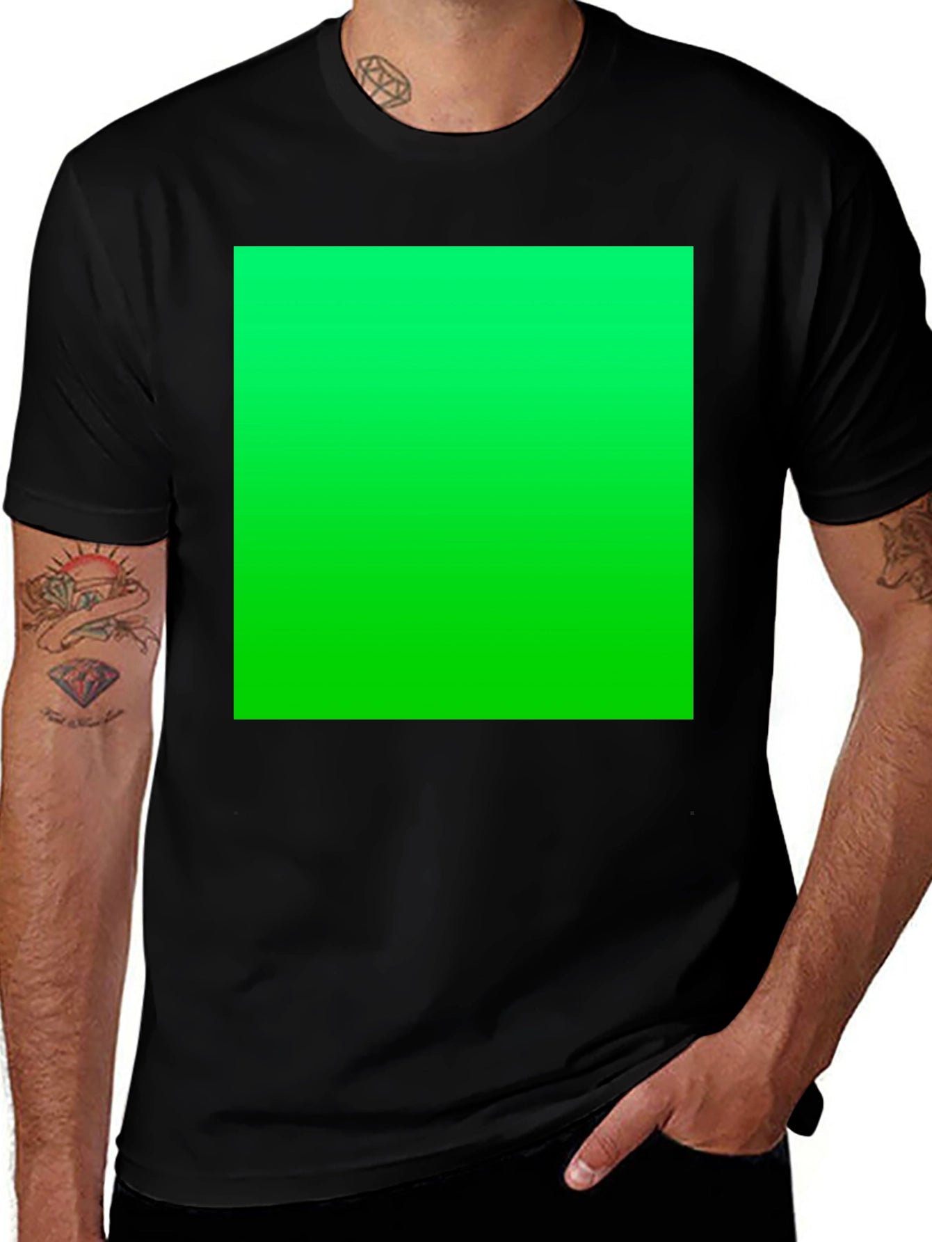 Black T-Shirt with Vibrant Green Graphic